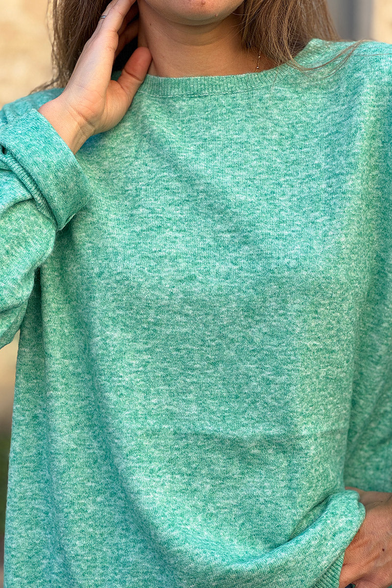 Jade Space-Dyed Dolman-Sleeve Sweater