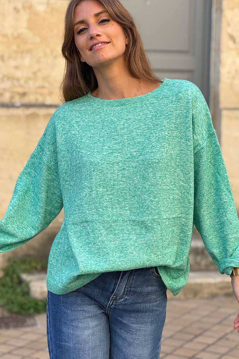 Jade Space-Dyed Dolman-Sleeve Sweater