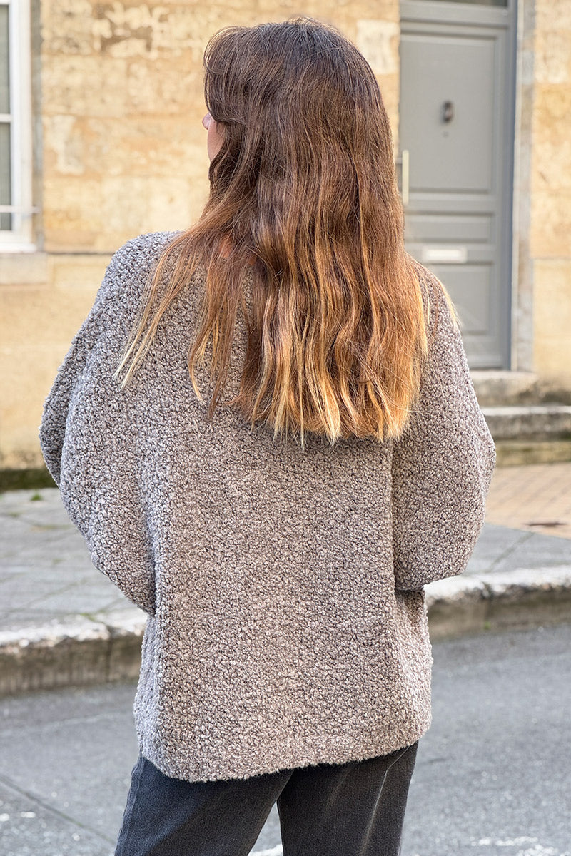 Gray Fuzzy Knit Alpaca Sweater
