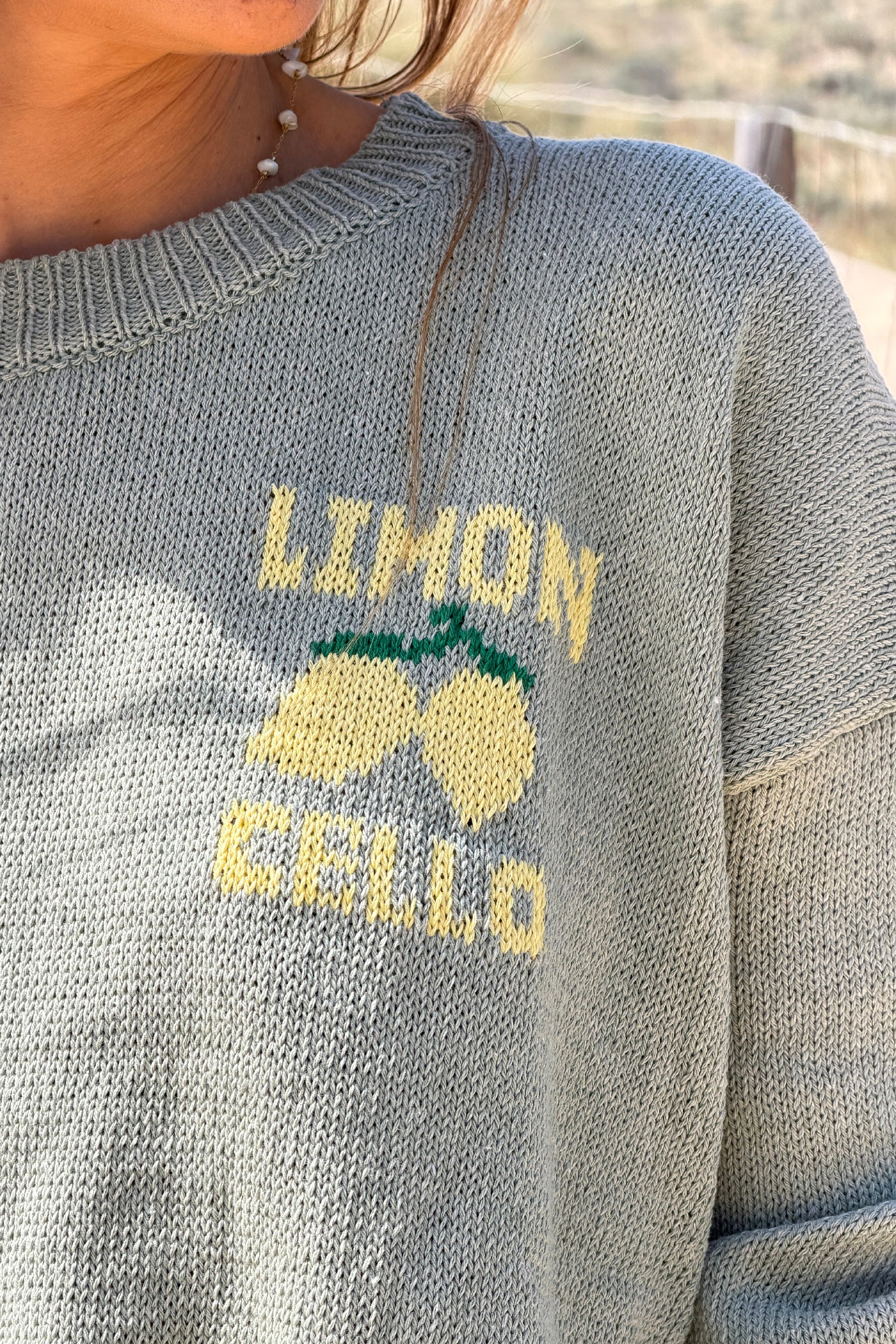 Pull kaki en maille d'été coton mélangé Limoncello citrons
