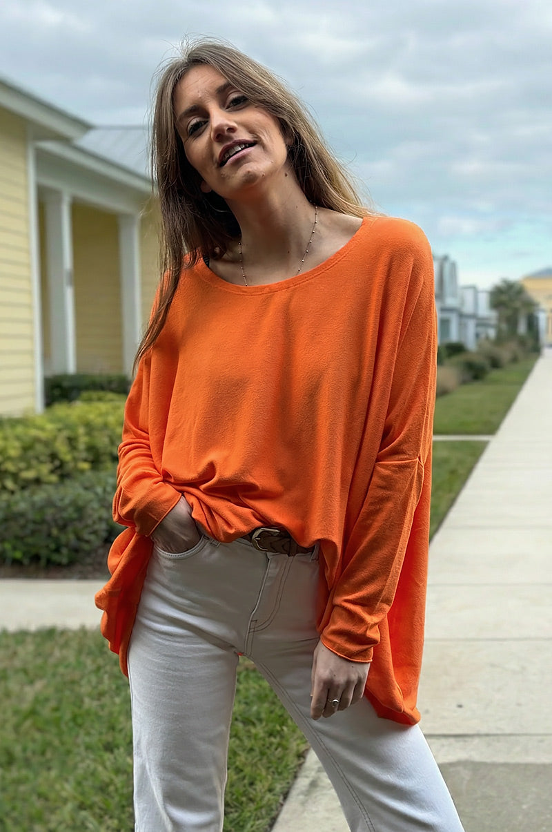 Orange oversized batwing jumper
