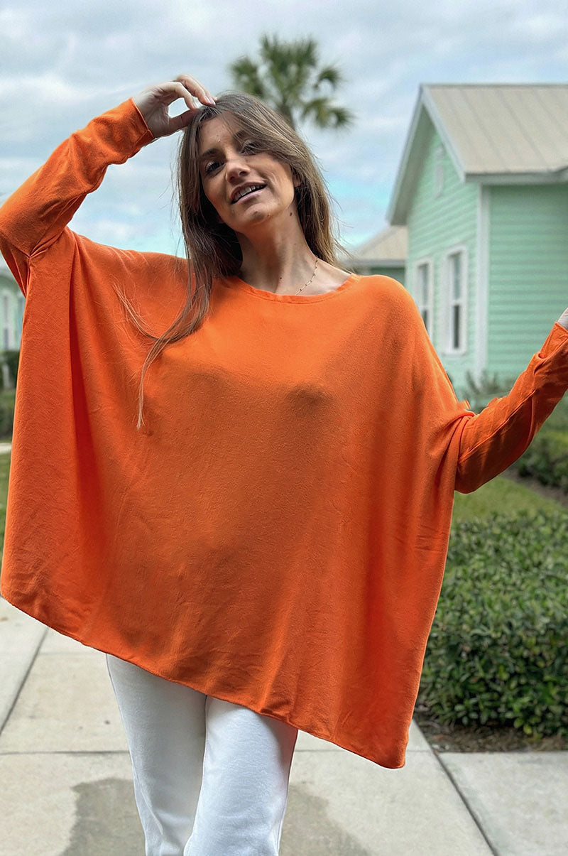 Orange oversized batwing jumper