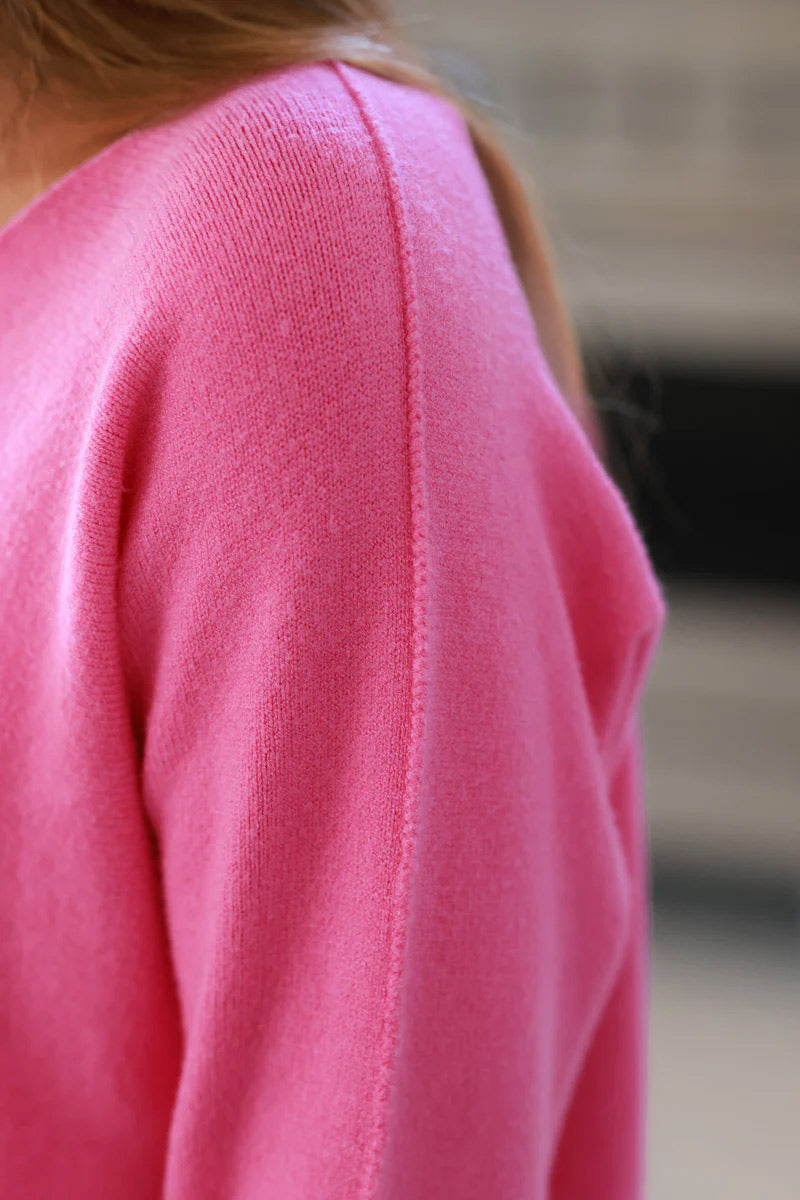 Pink ultra-soft, Viscose Blend V-Neck Sweater