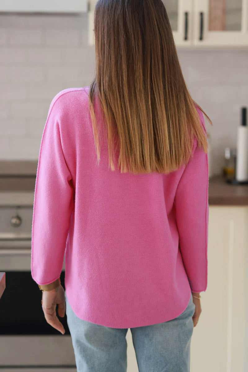 Pink ultra-soft, Viscose Blend V-Neck Sweater