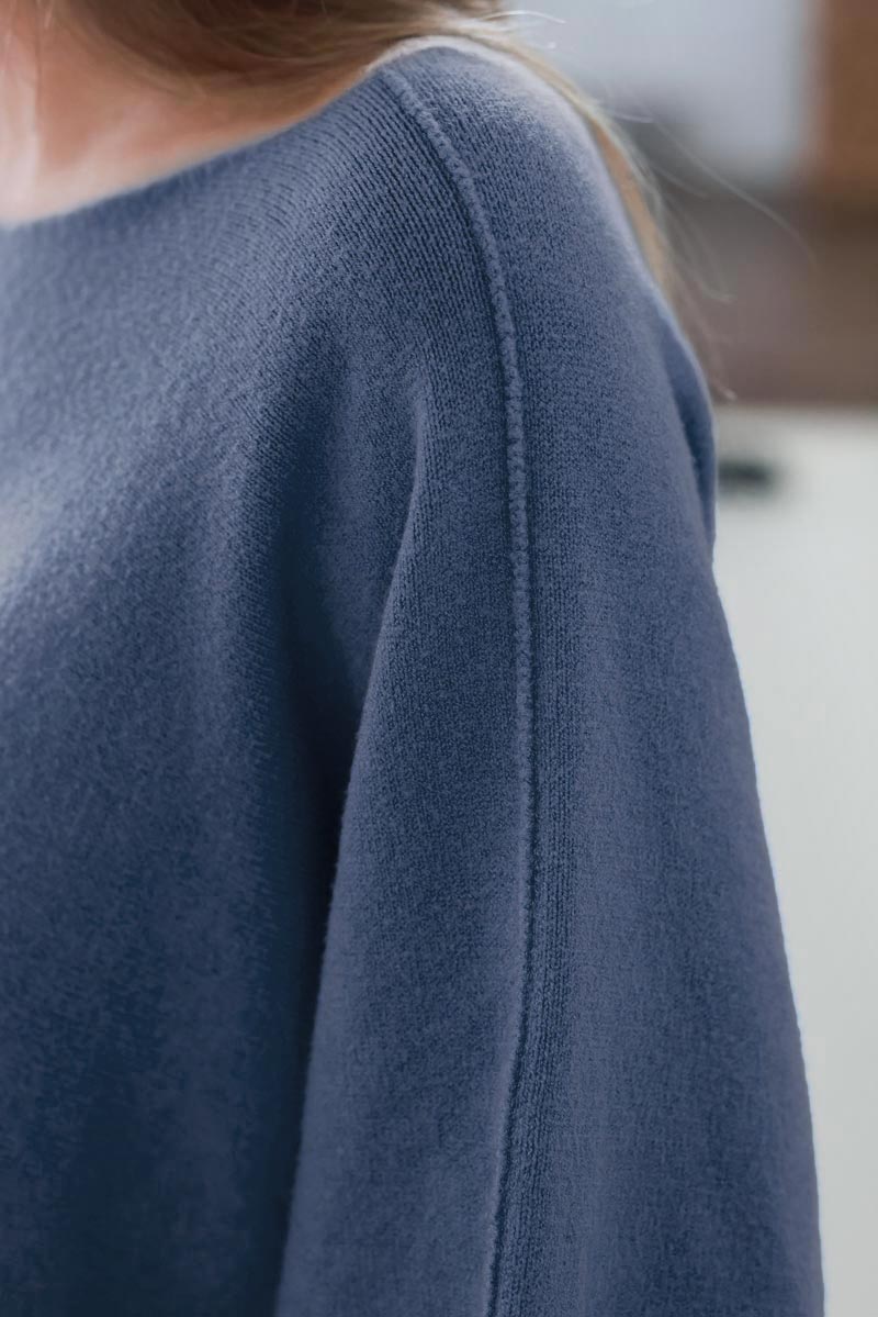 Blue jean Knit Batwing Blouse