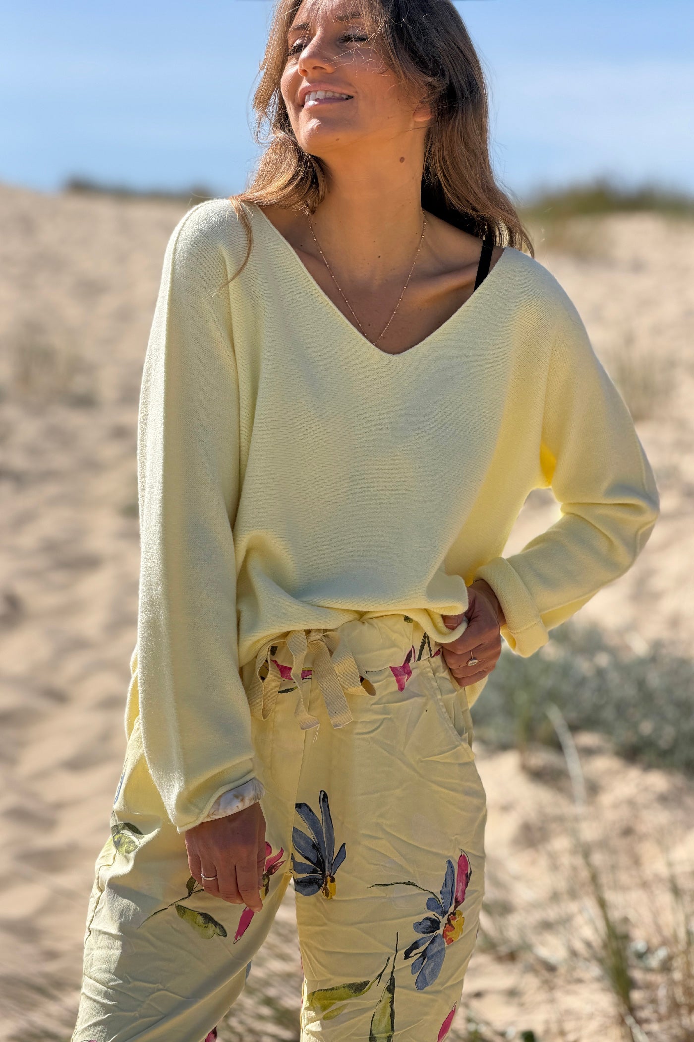 Butter Yellow Coastal Knit Long-Sleeve Top