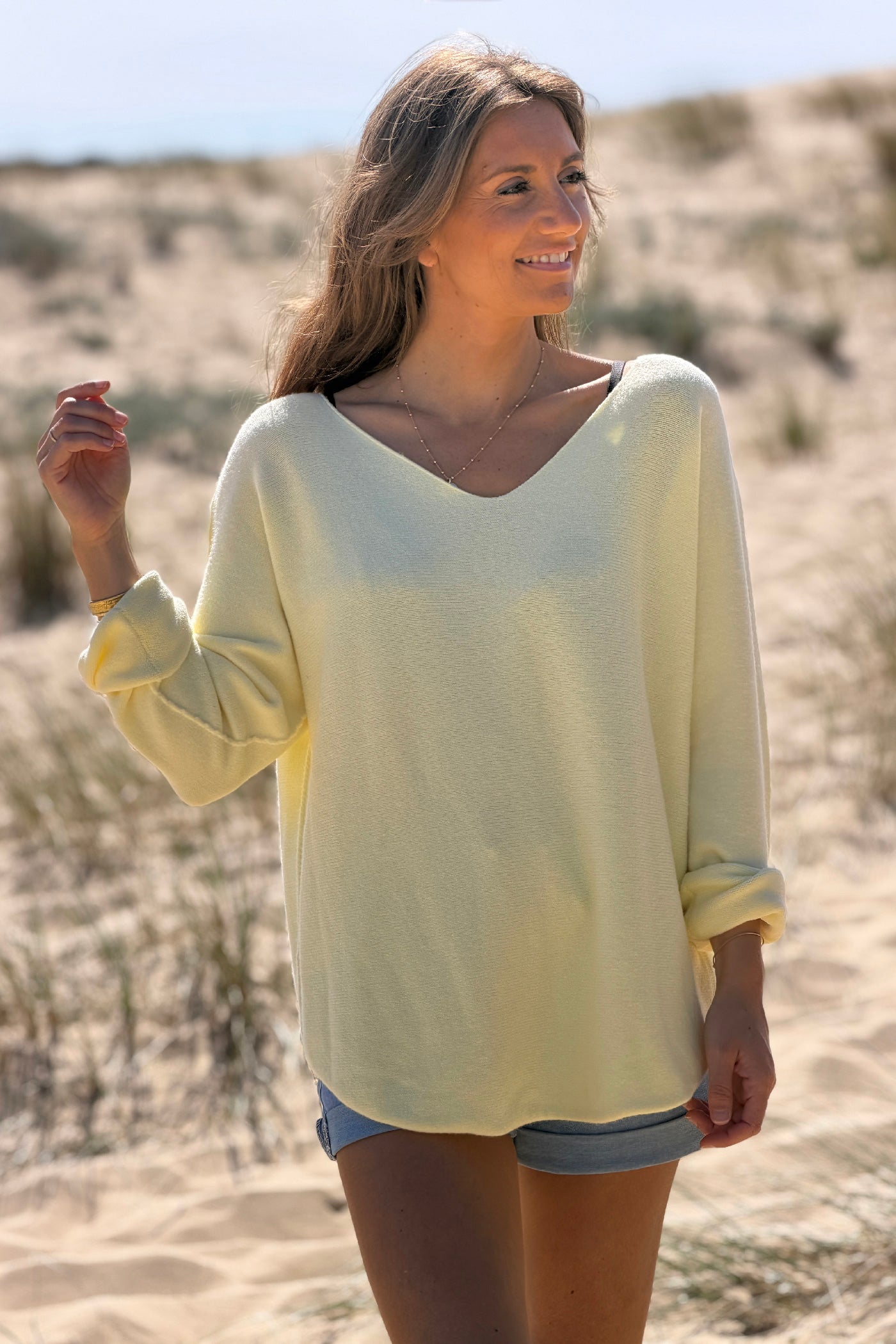 Butter Yellow Coastal Knit Long-Sleeve Top