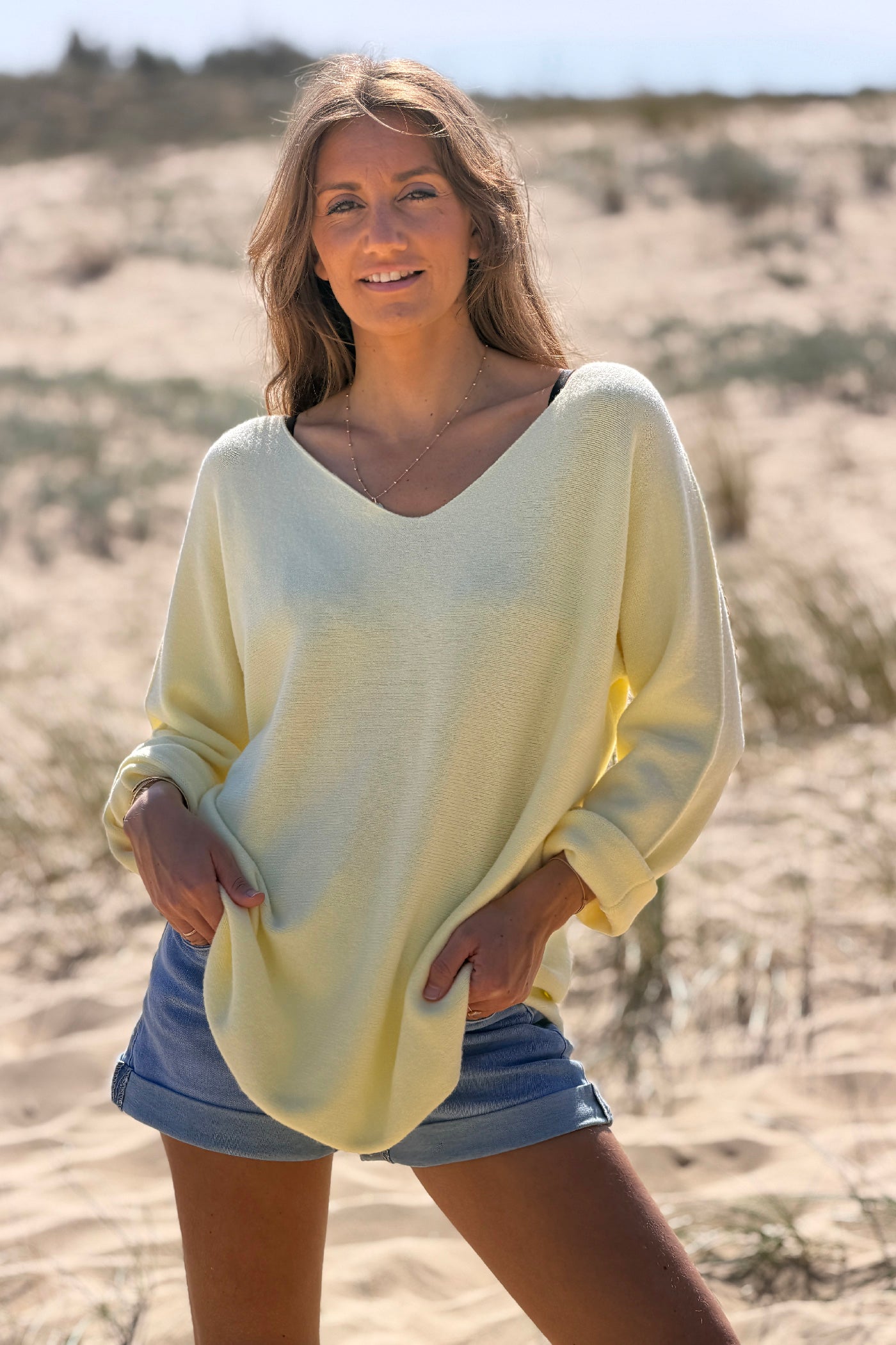 Butter Yellow Coastal Knit Long-Sleeve Top