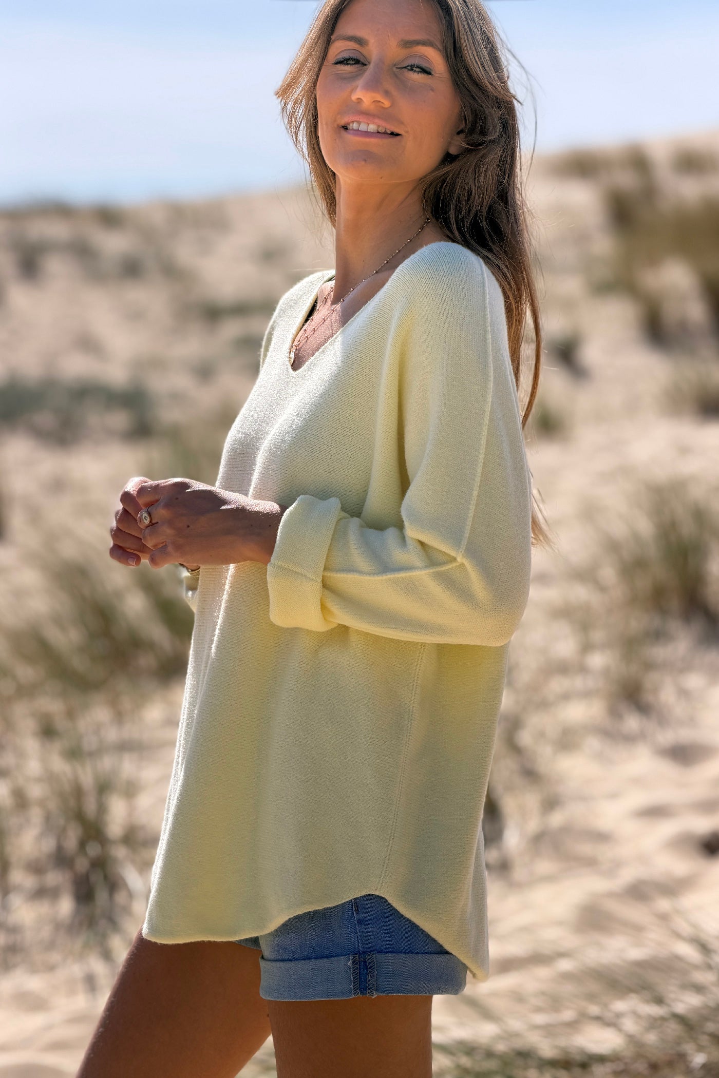 Butter Yellow Coastal Knit Long-Sleeve Top