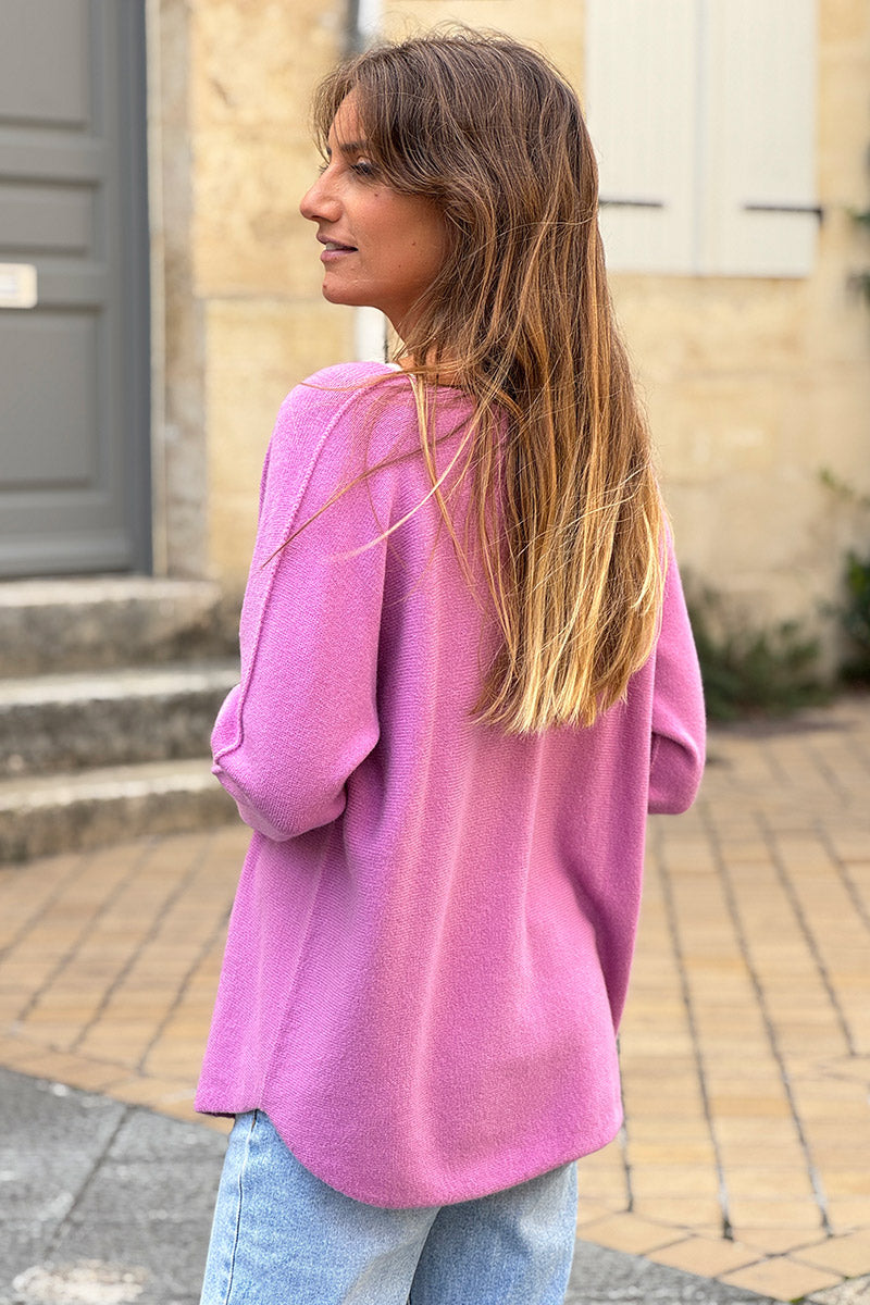 Dusty Pink ultra-soft, Viscose Blend V-Neck Sweater