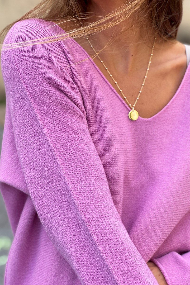 Dusty Pink ultra-soft, Viscose Blend V-Neck Sweater