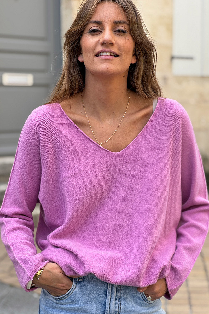 Dusty Pink ultra-soft, Viscose Blend V-Neck Sweater