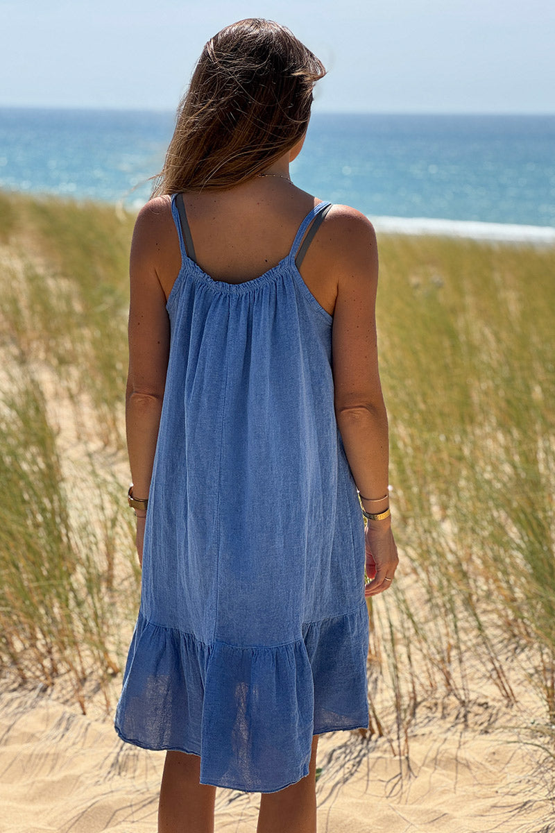 Blue Fluted Terry Sundress
