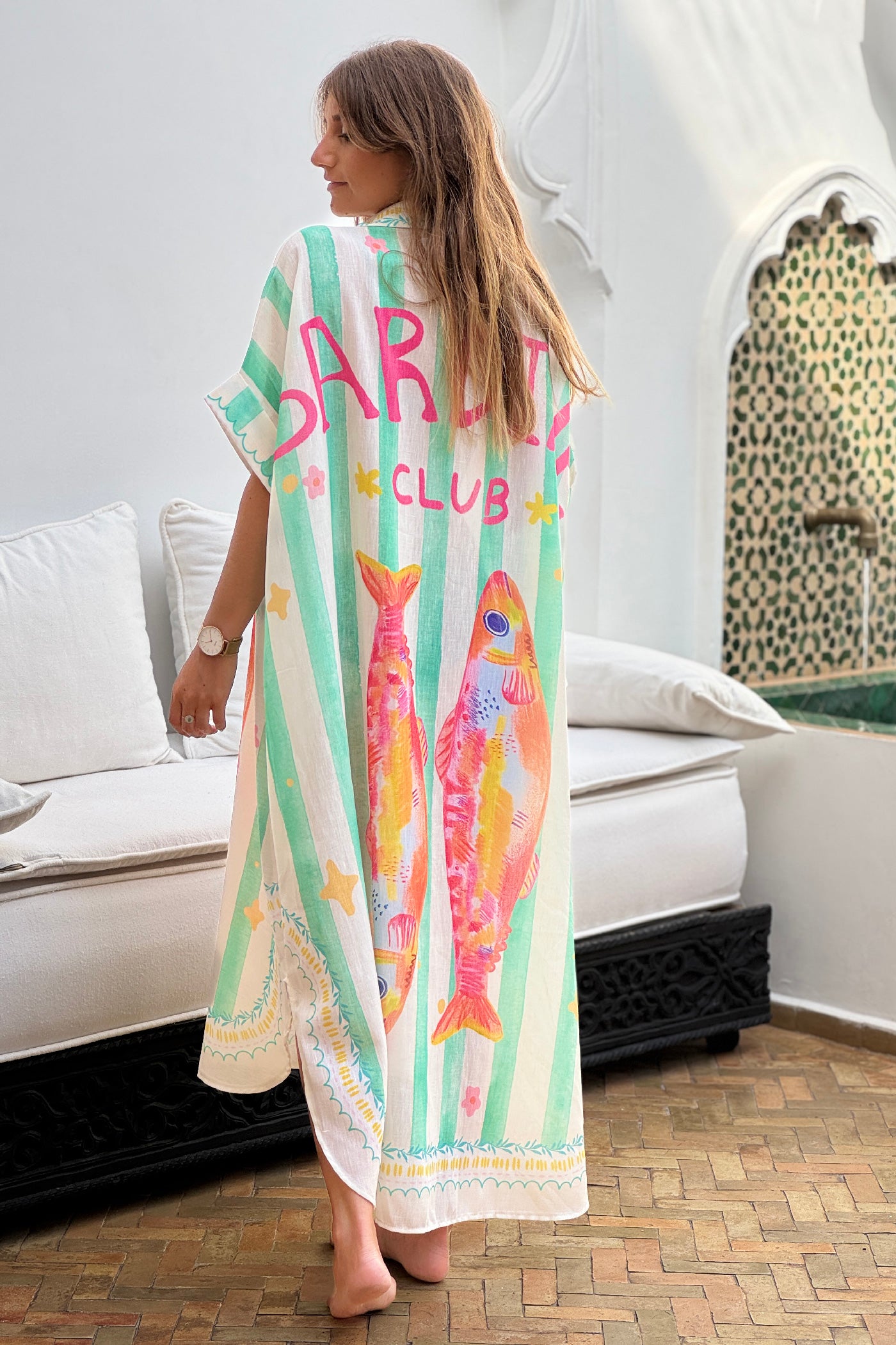 Light Green Sardine Stripe Caftan