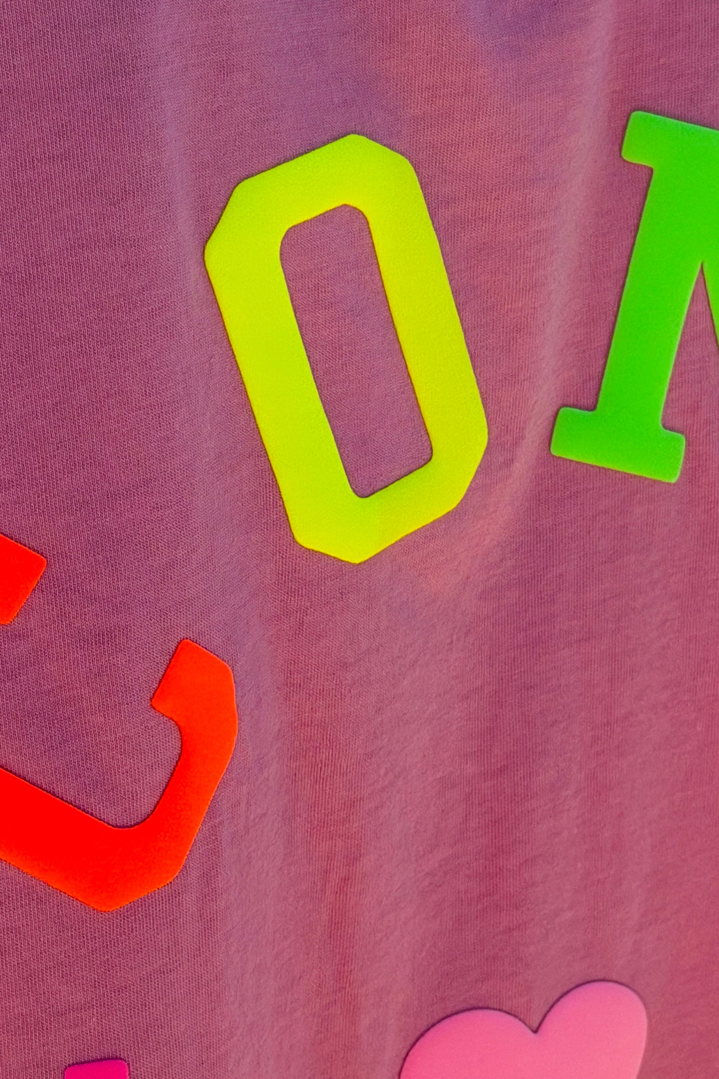 Robe courte rose en coton sérigraphie puff Iconic multicolore