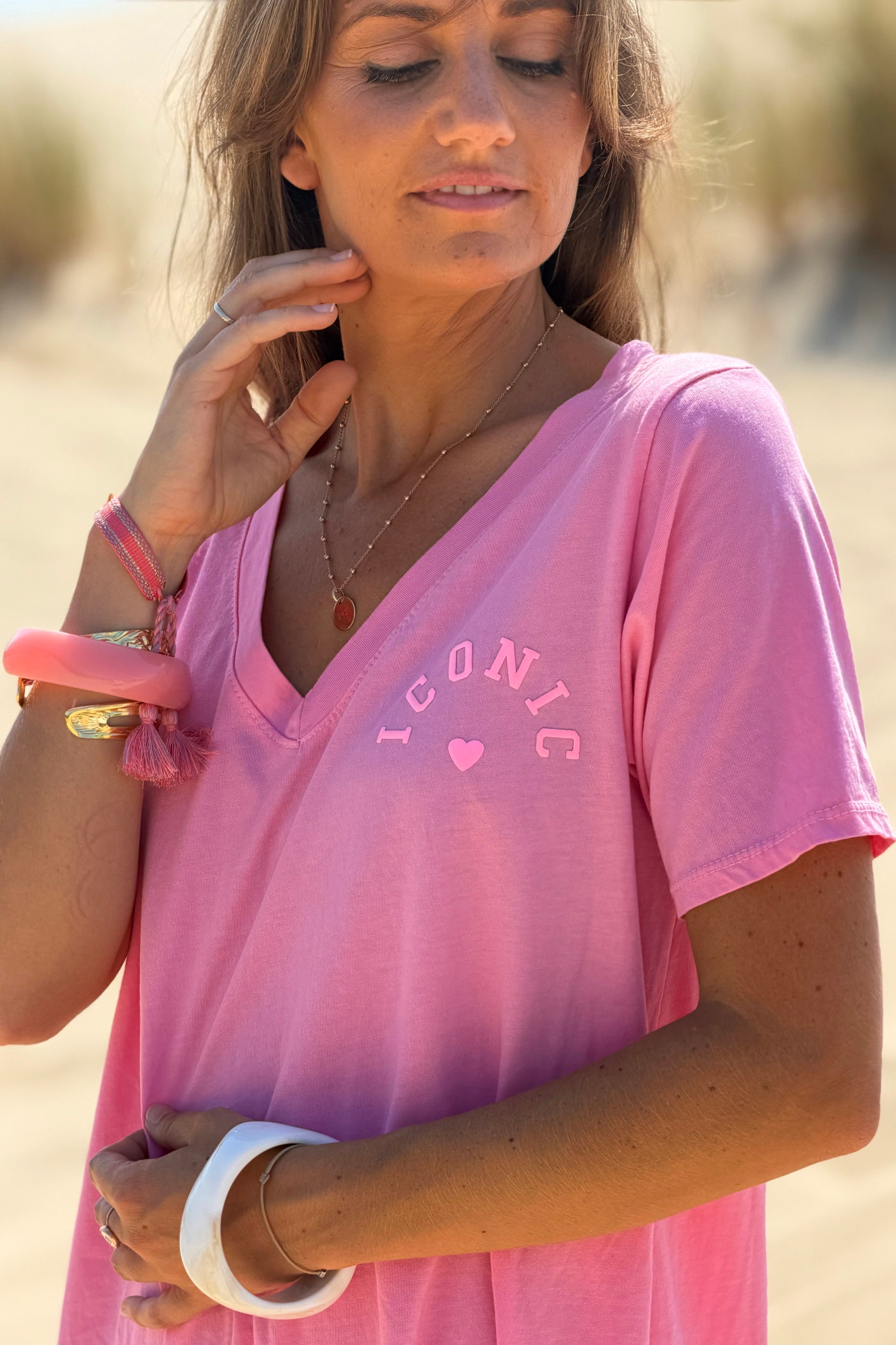 Pink Iconic Varsity Beach Tee