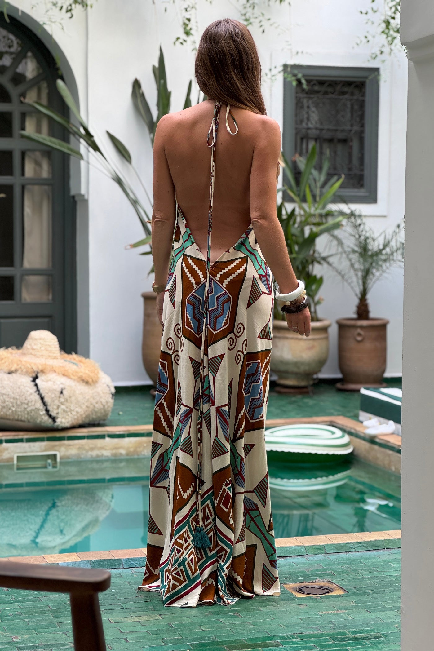 Beige Ankara Print Elegant Maxi Dress
