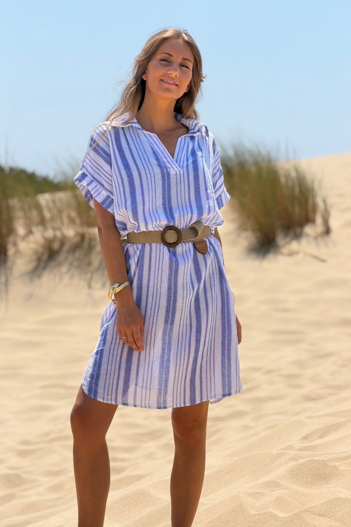 Blue Striped Beach Caftan

