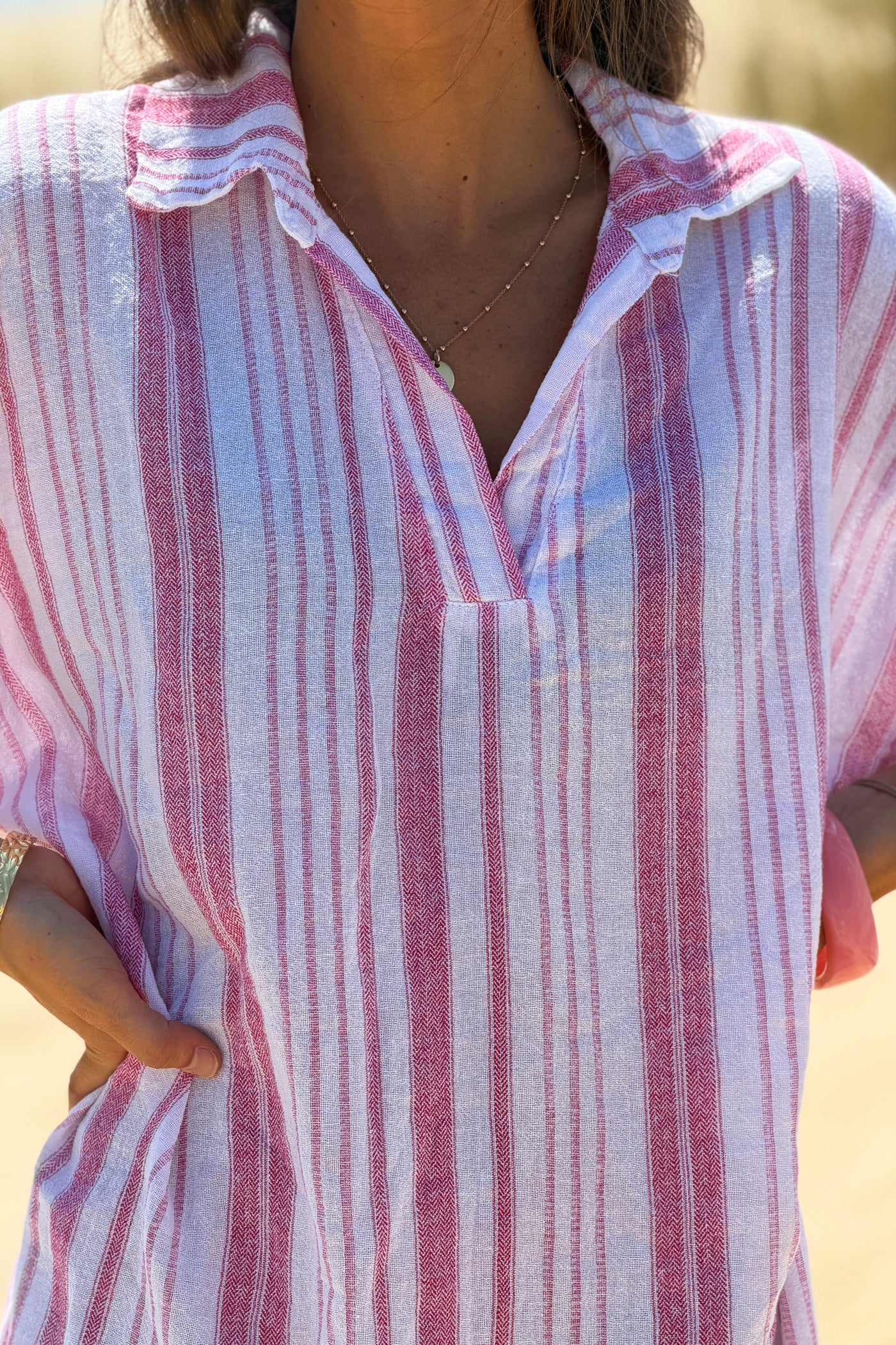 Pink Striped Beach Caftan
