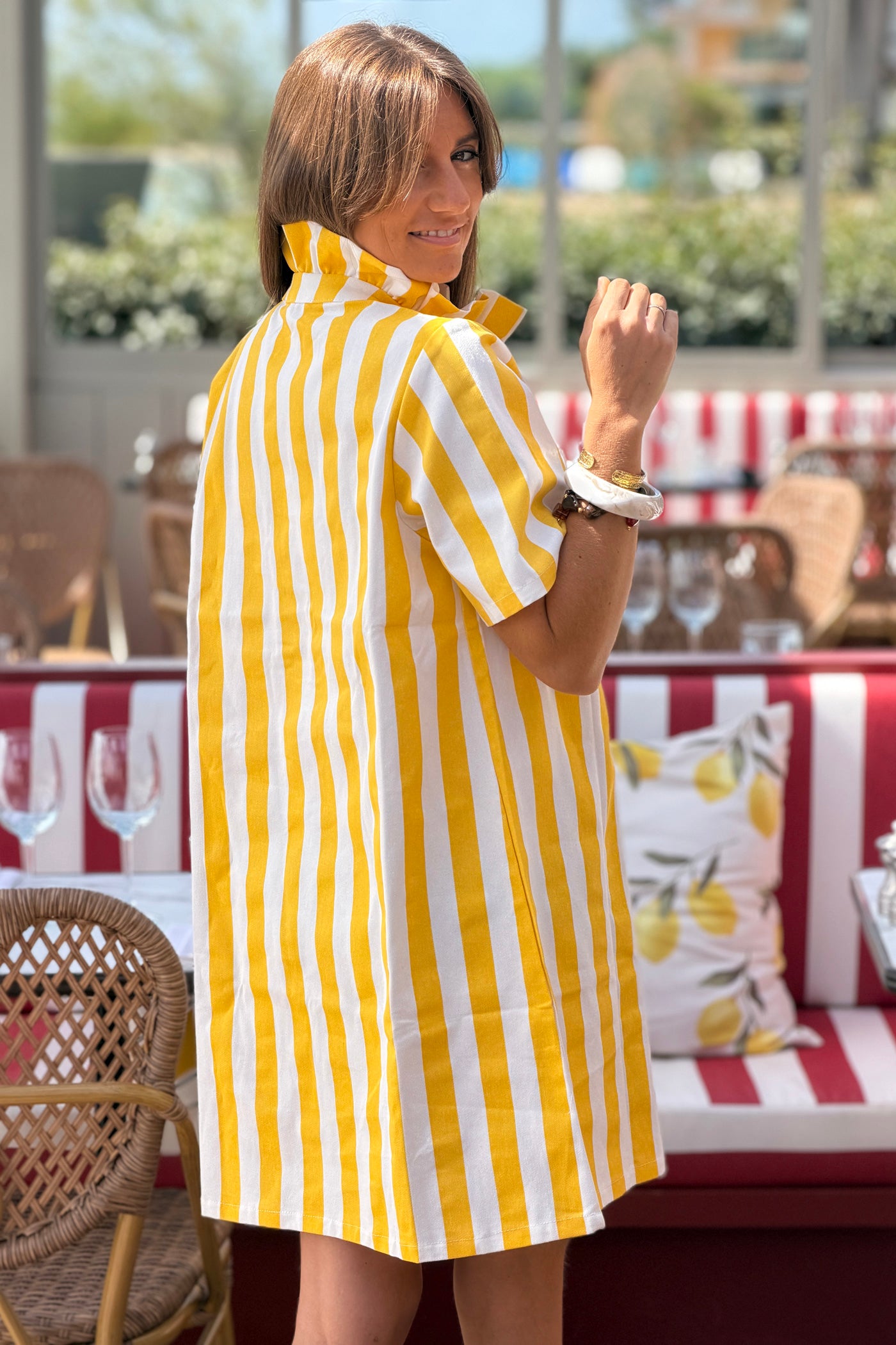 Yellow Crinkle Gauze Maxi Dress