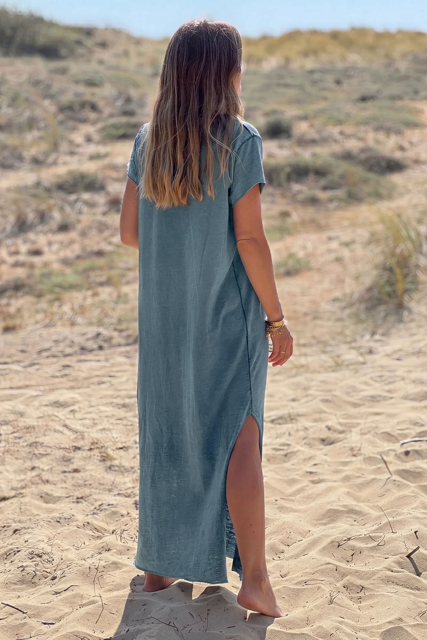 Navy Blue star t-shirt maxi dress