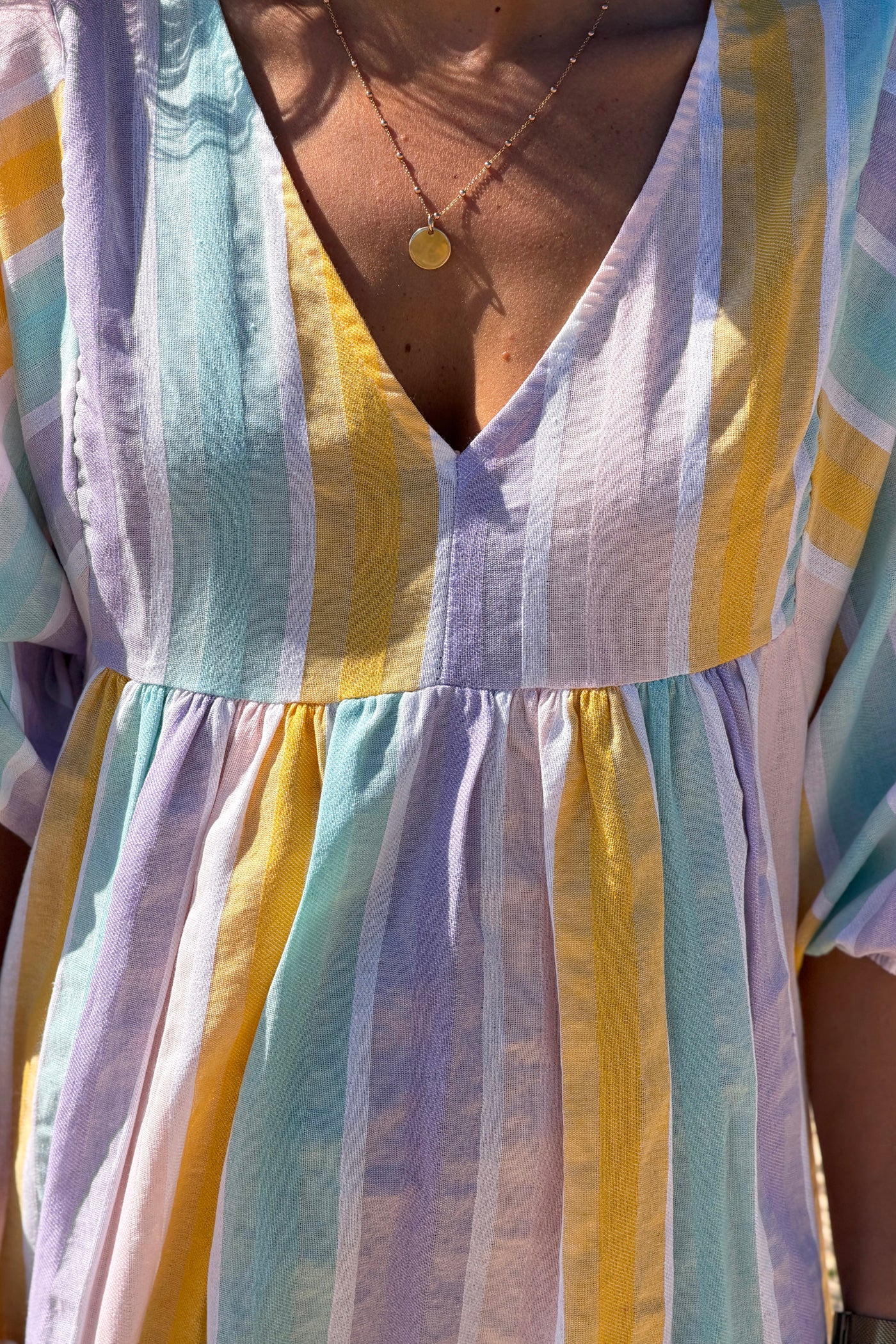 Yellow Vintage Stripe Smock Caftan
