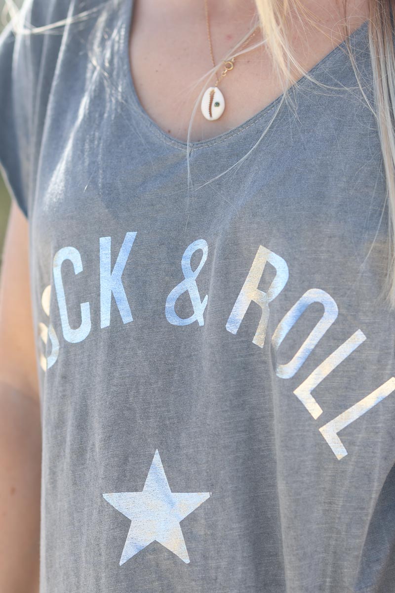 Robe longue grise en coton rock and roll