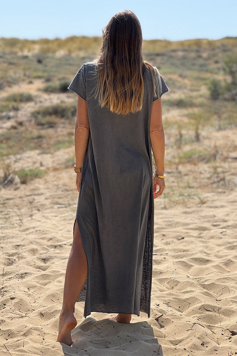 Gray star t-shirt maxi dress