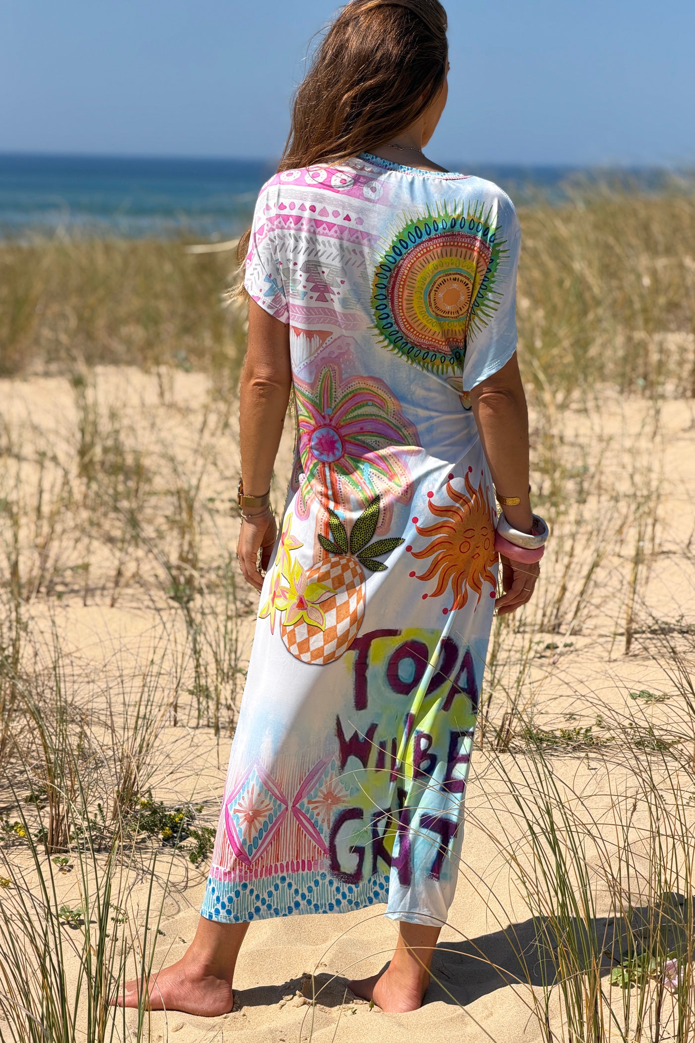 White “Today Will Be Great” Side-Tie Shirt Dress