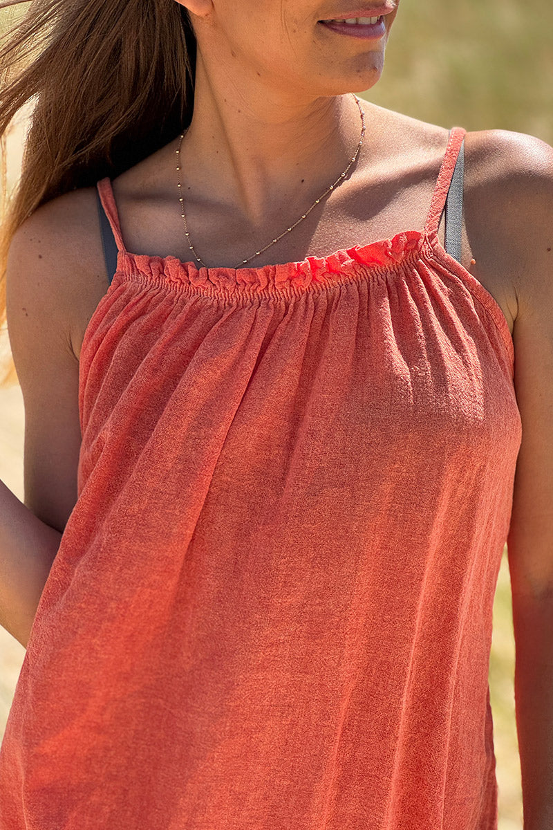 Orange Fluted Terry Sundress