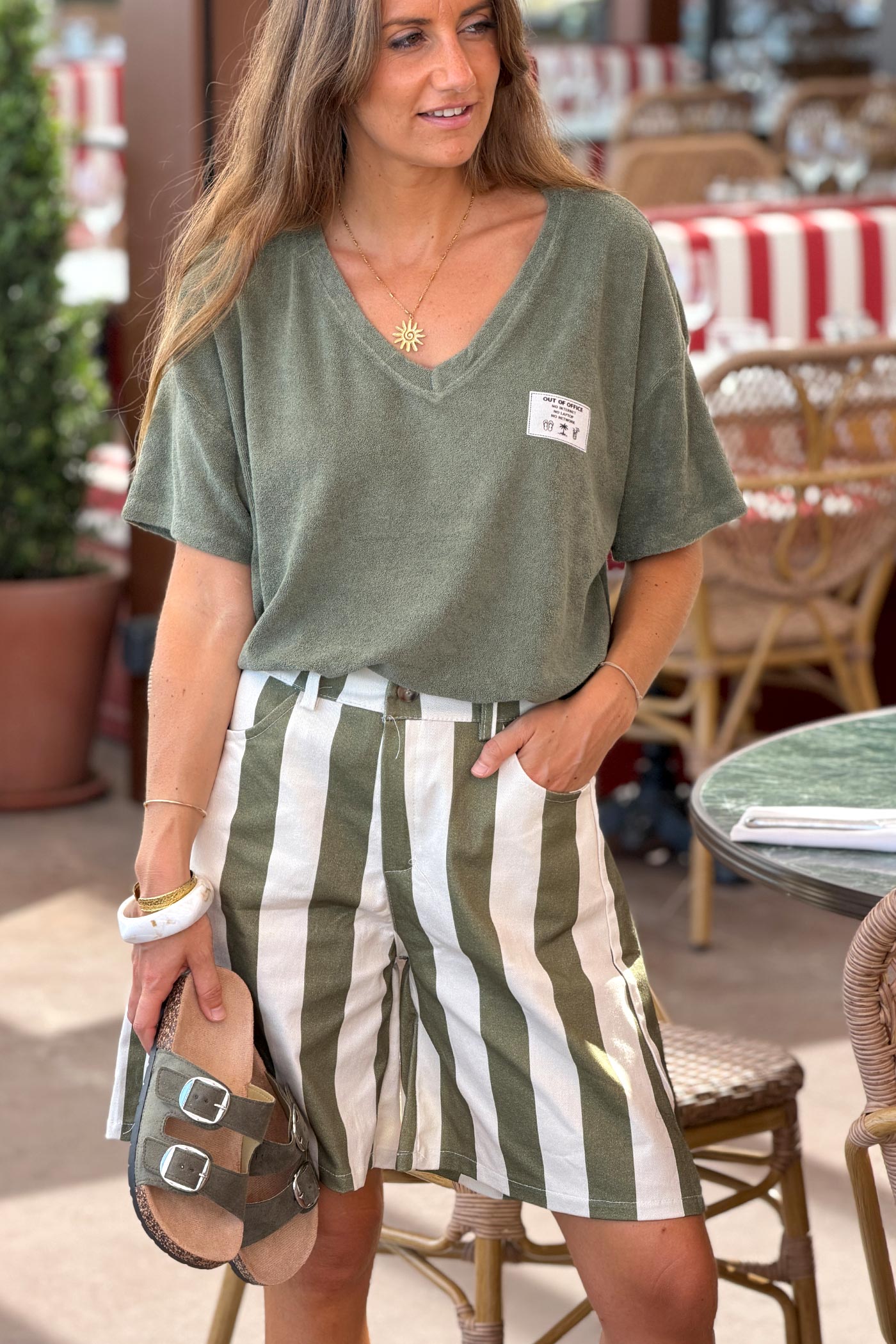 Olive Suedette Double Buckle Slides
