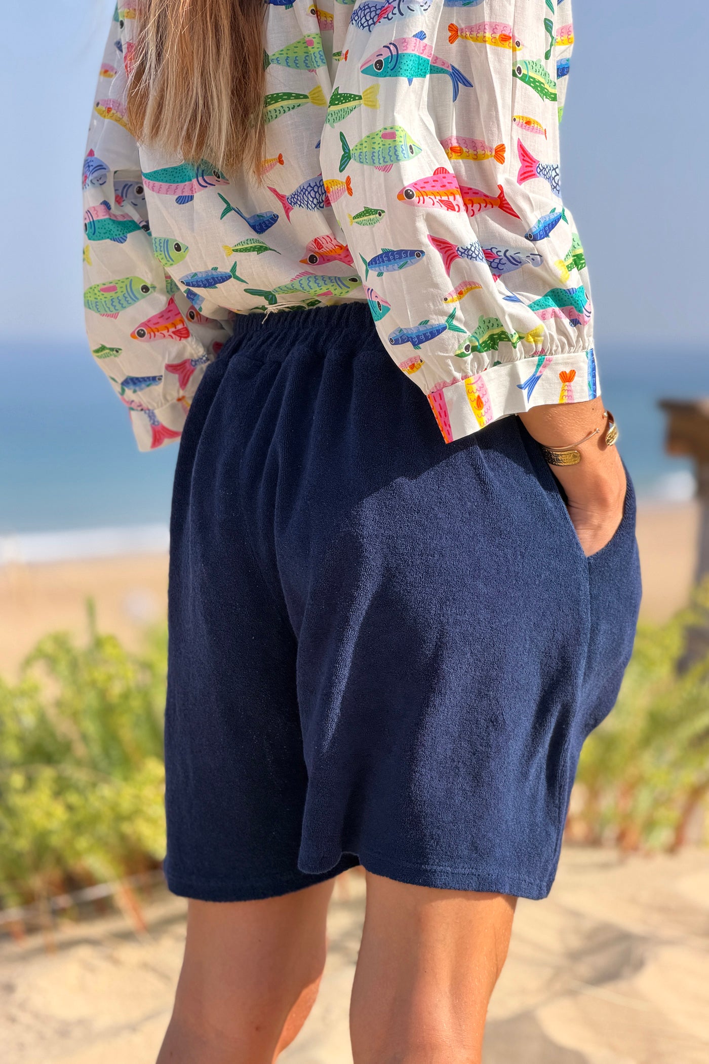Navy Terry Knit Pull-On Shorts
