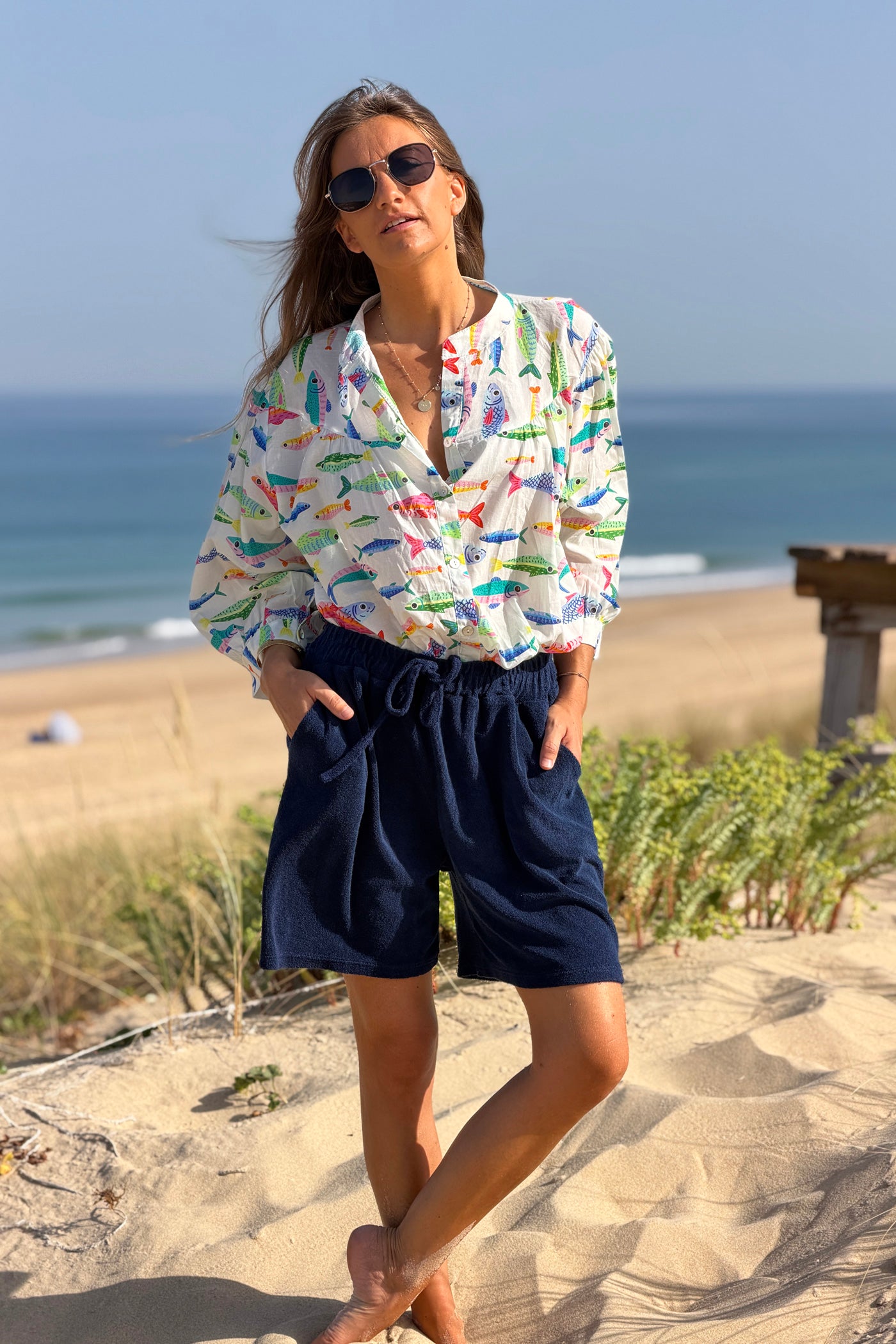 Navy Terry Knit Pull-On Shorts
