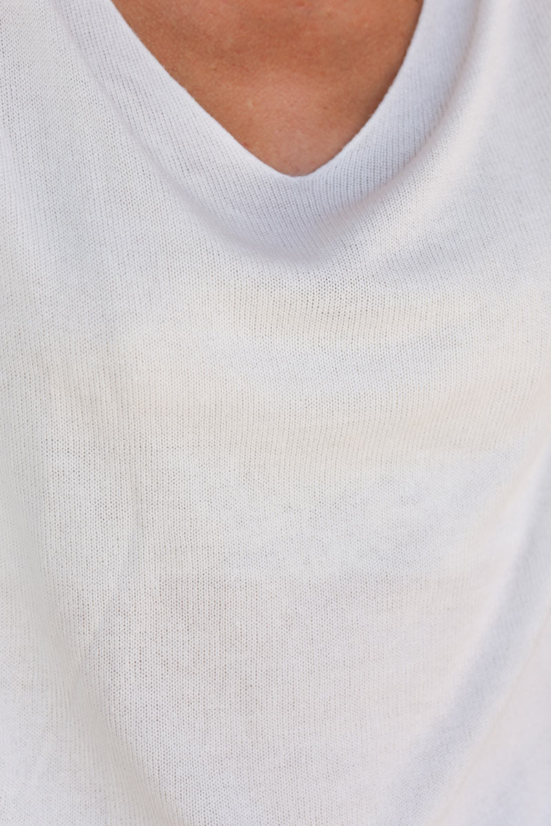 Top blanc cassé jersey manches chauve souris e161 (1)