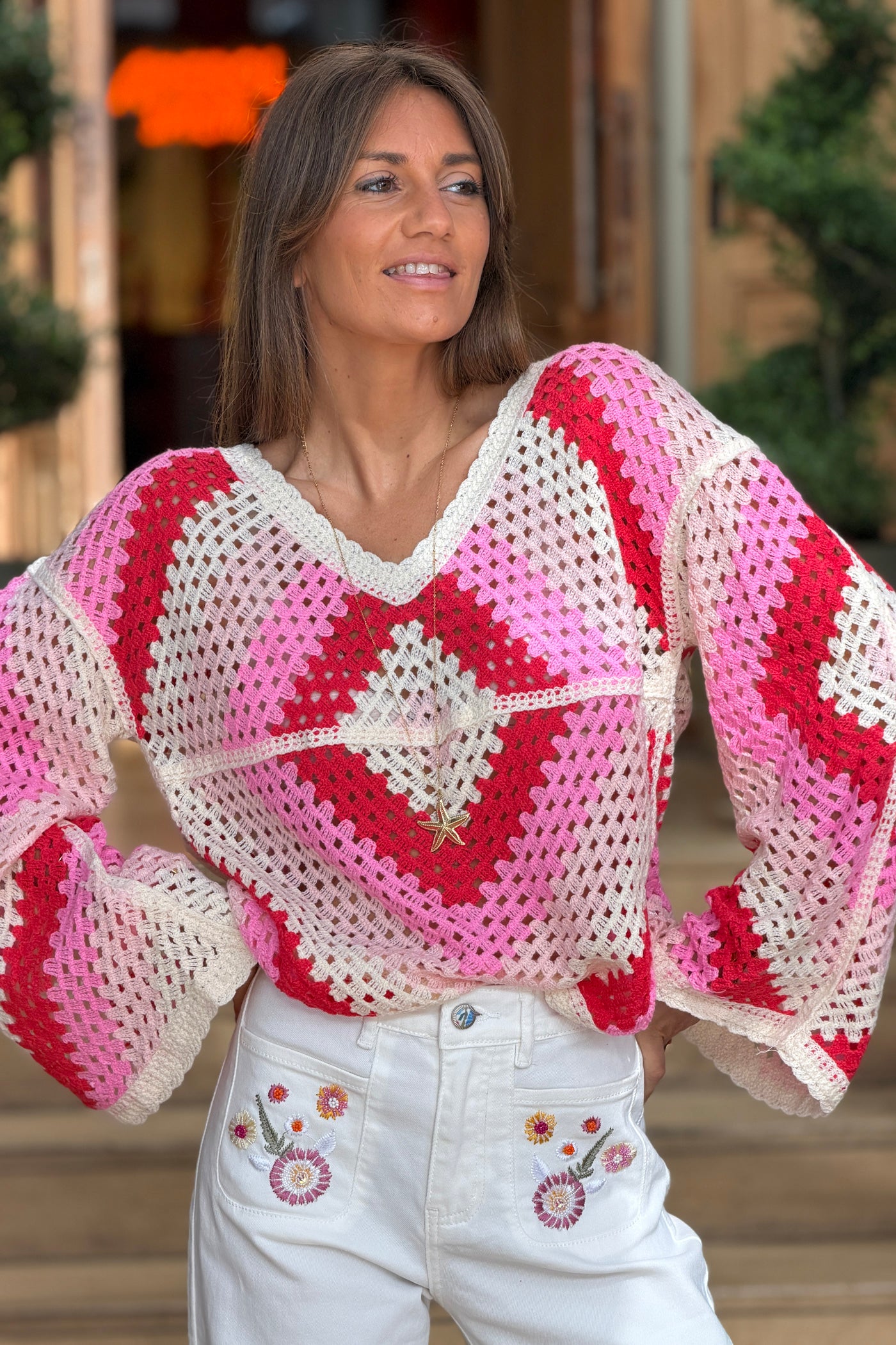 Pink Blanket Crochet Summer Sweater