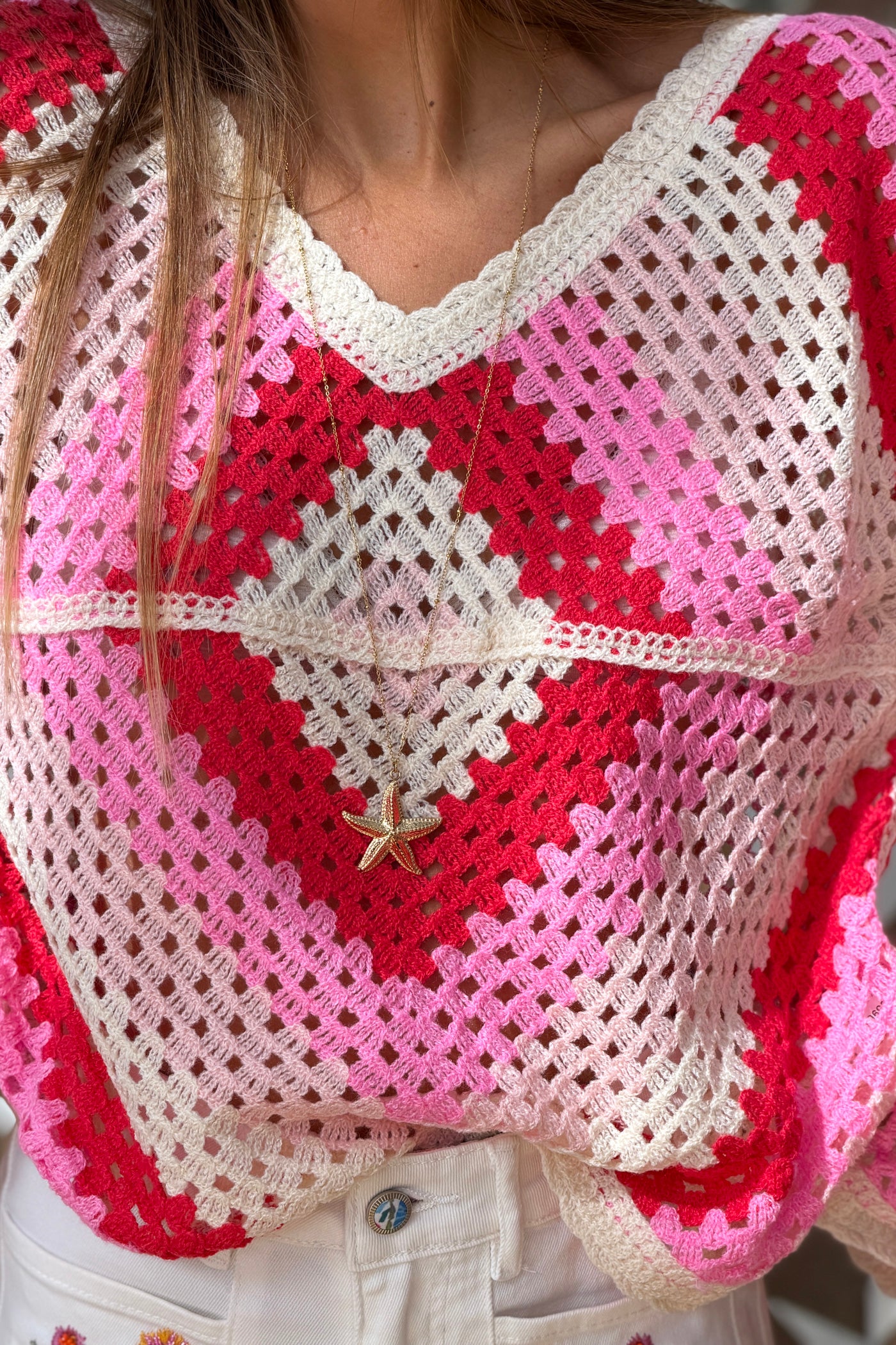 Pink Blanket Crochet Summer Sweater