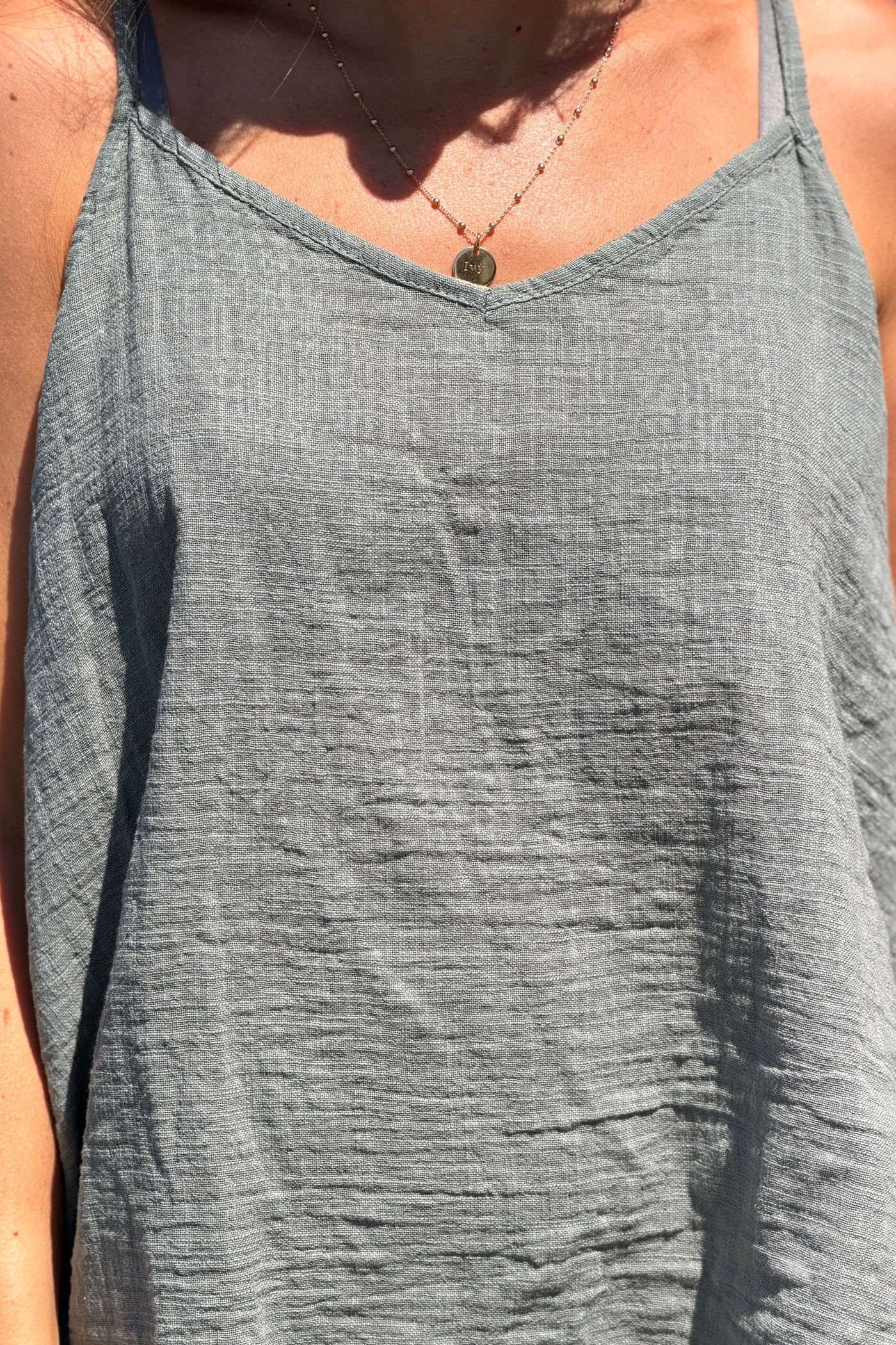 Olive Linen Tank Top