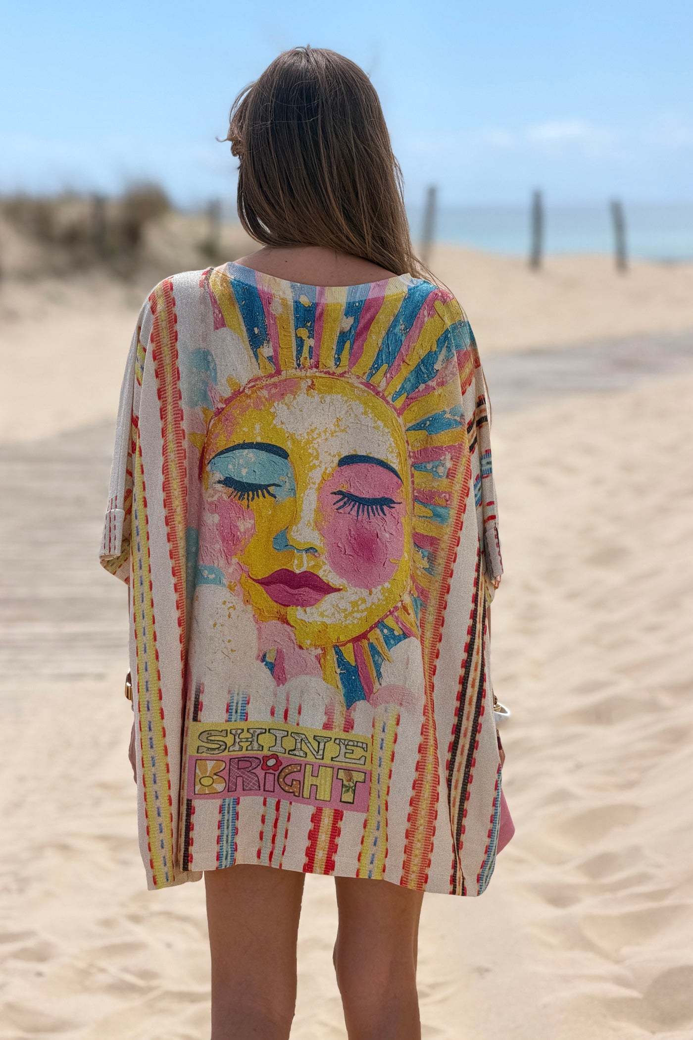 Beige “Shine Bright” Serene Sun Glitter Knit Tunic