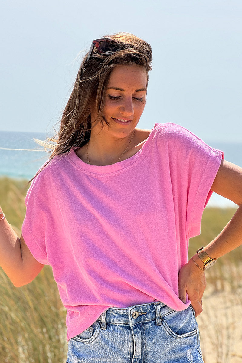 Top loose rose pâle en éponge souple