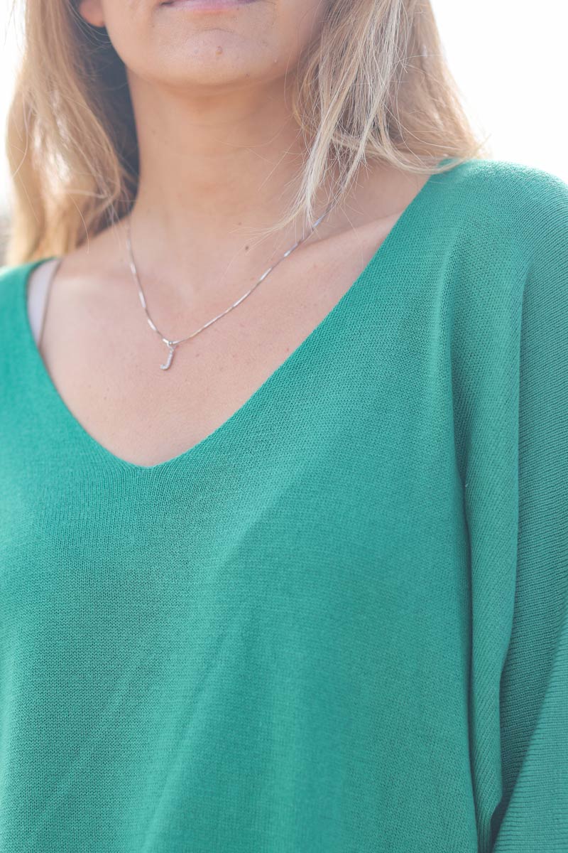 Top vert jersey manches chauve souris E161 (1)
