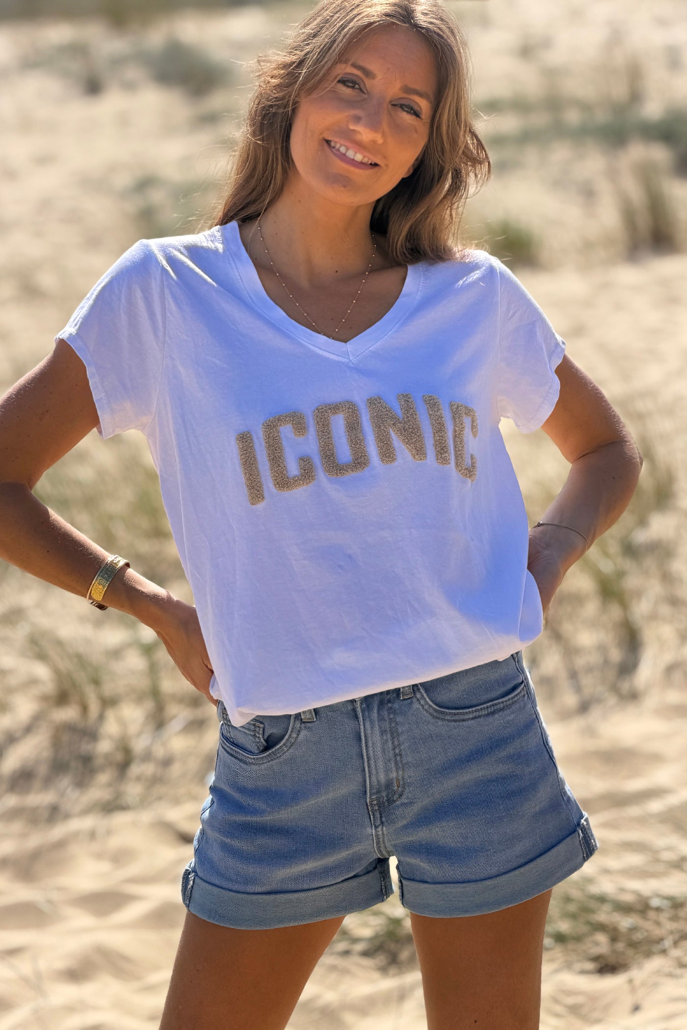 Beige ICONIC Varsity Tshirt