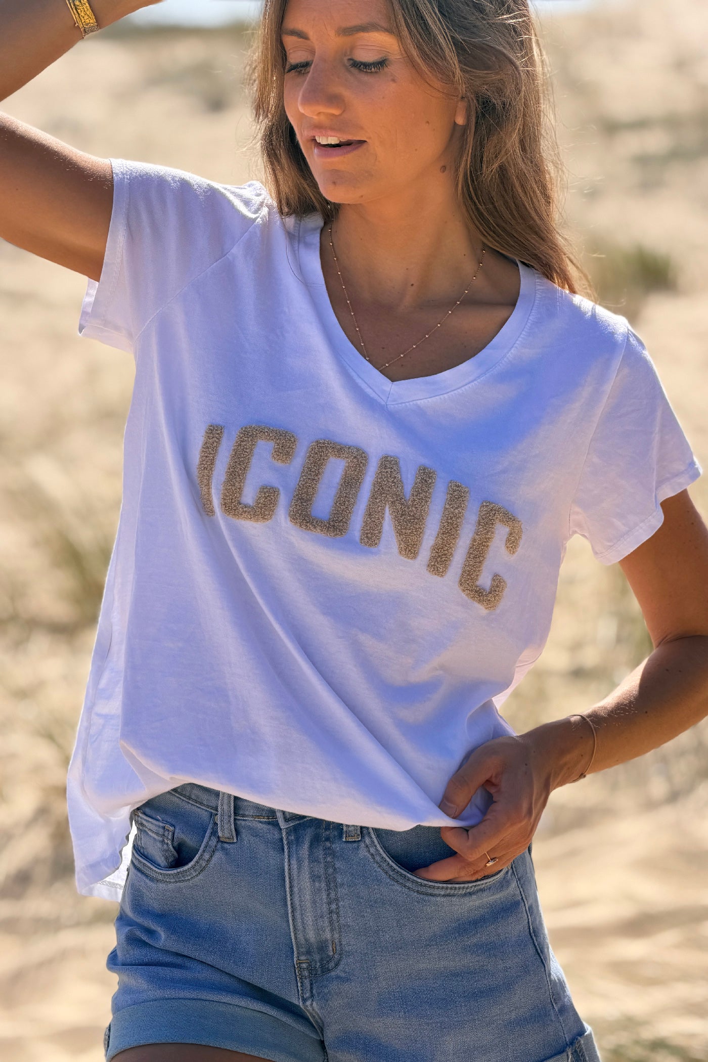 Beige ICONIC Varsity Tshirt