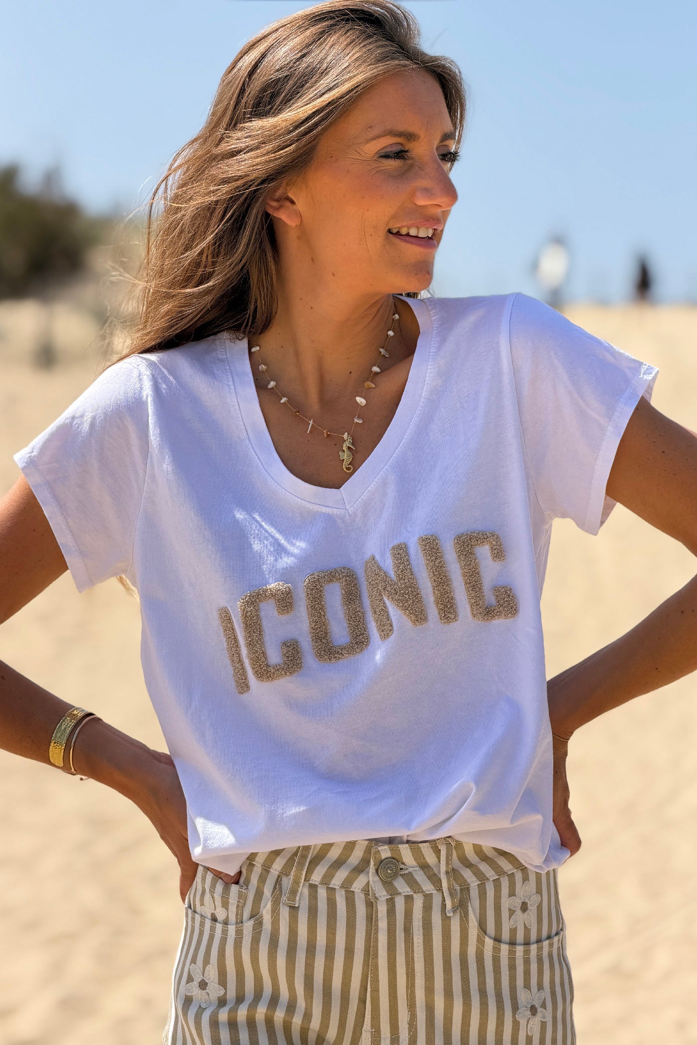 Beige ICONIC Varsity Tshirt