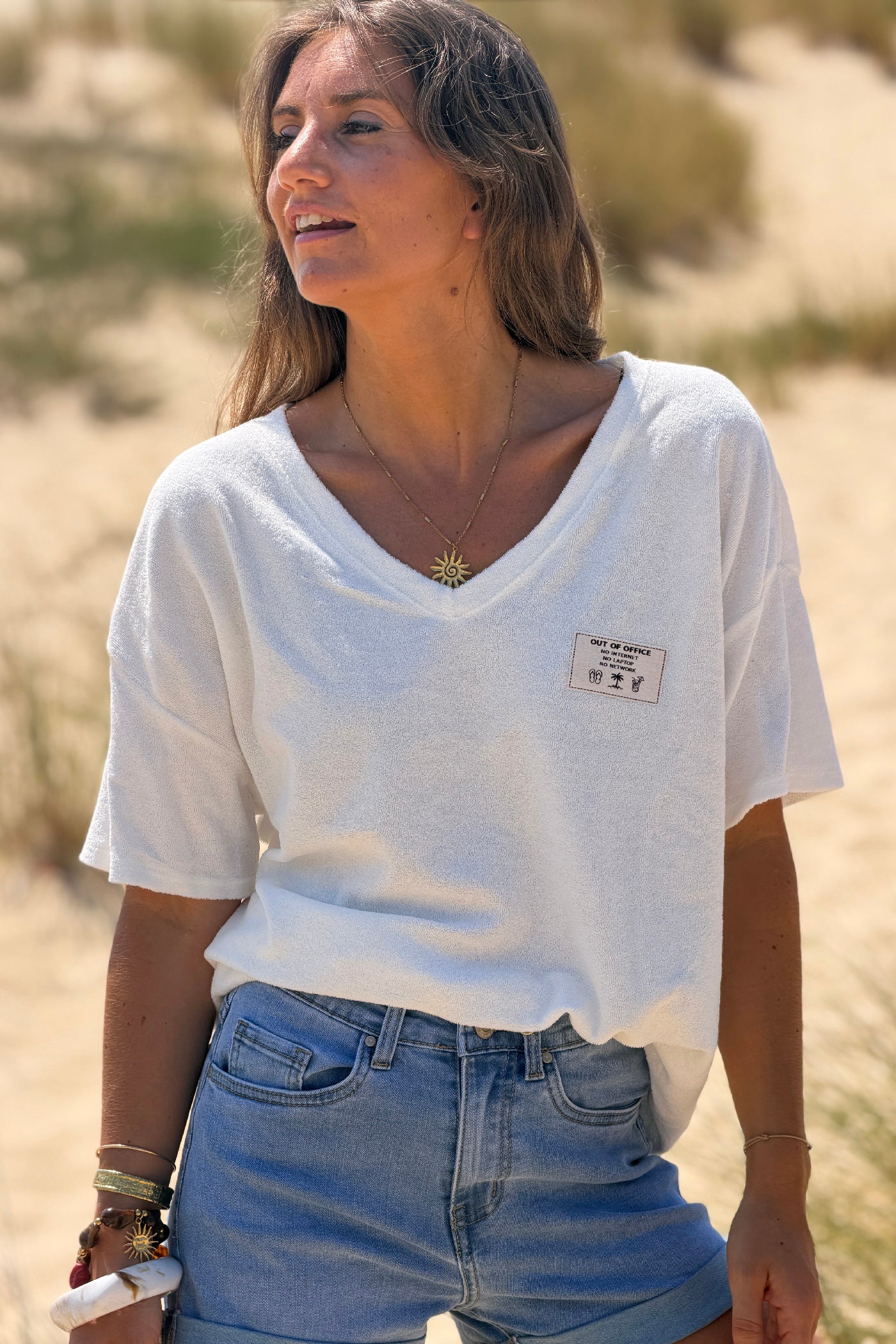 White “Out of Office” Terry Swim Cover