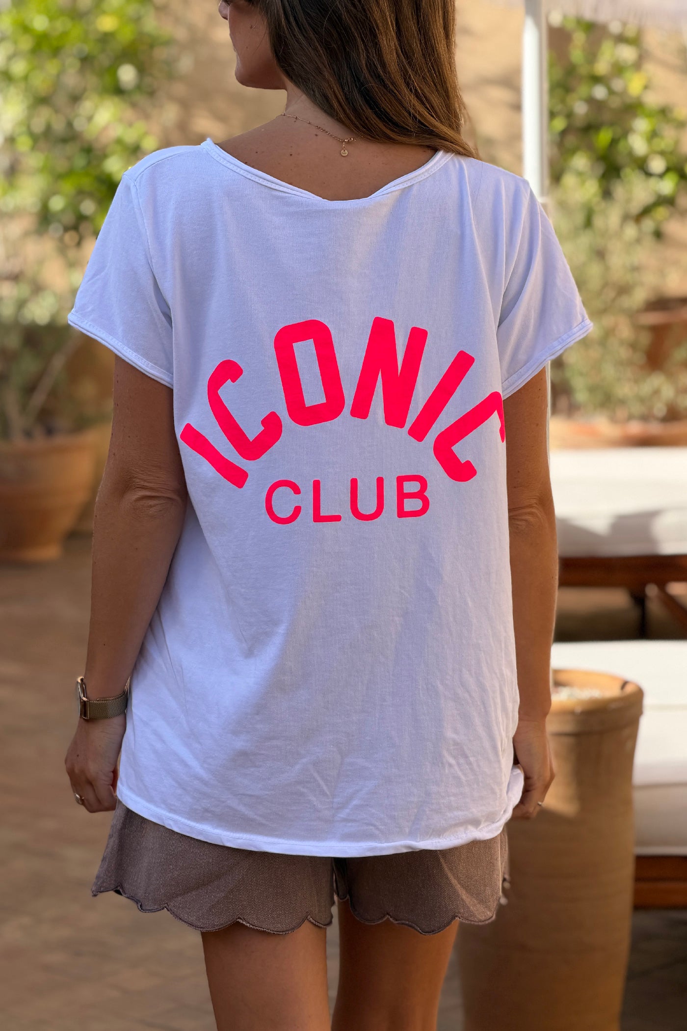 White “Iconic Club” V-Neck Tee