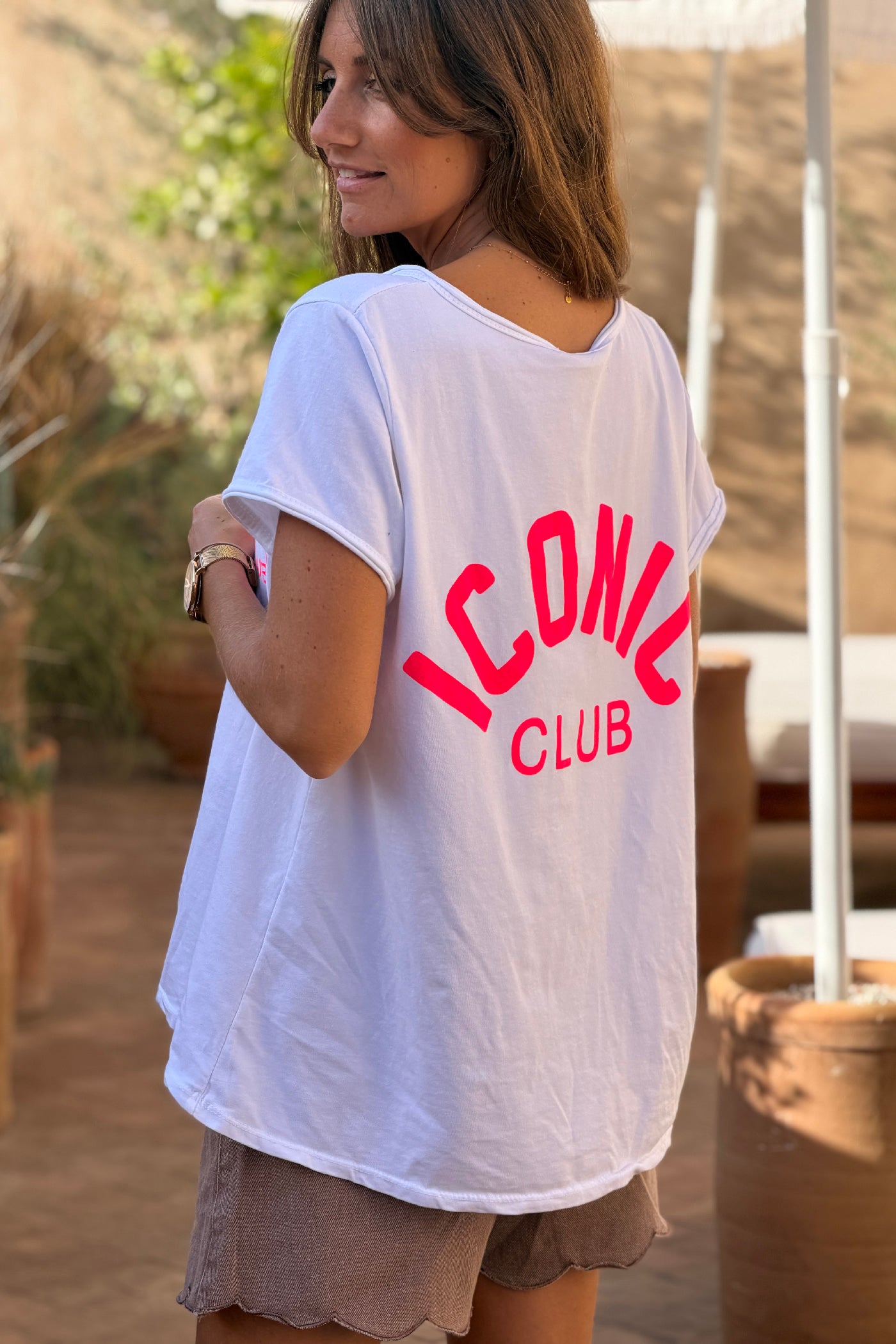 White “Iconic Club” V-Neck Tee