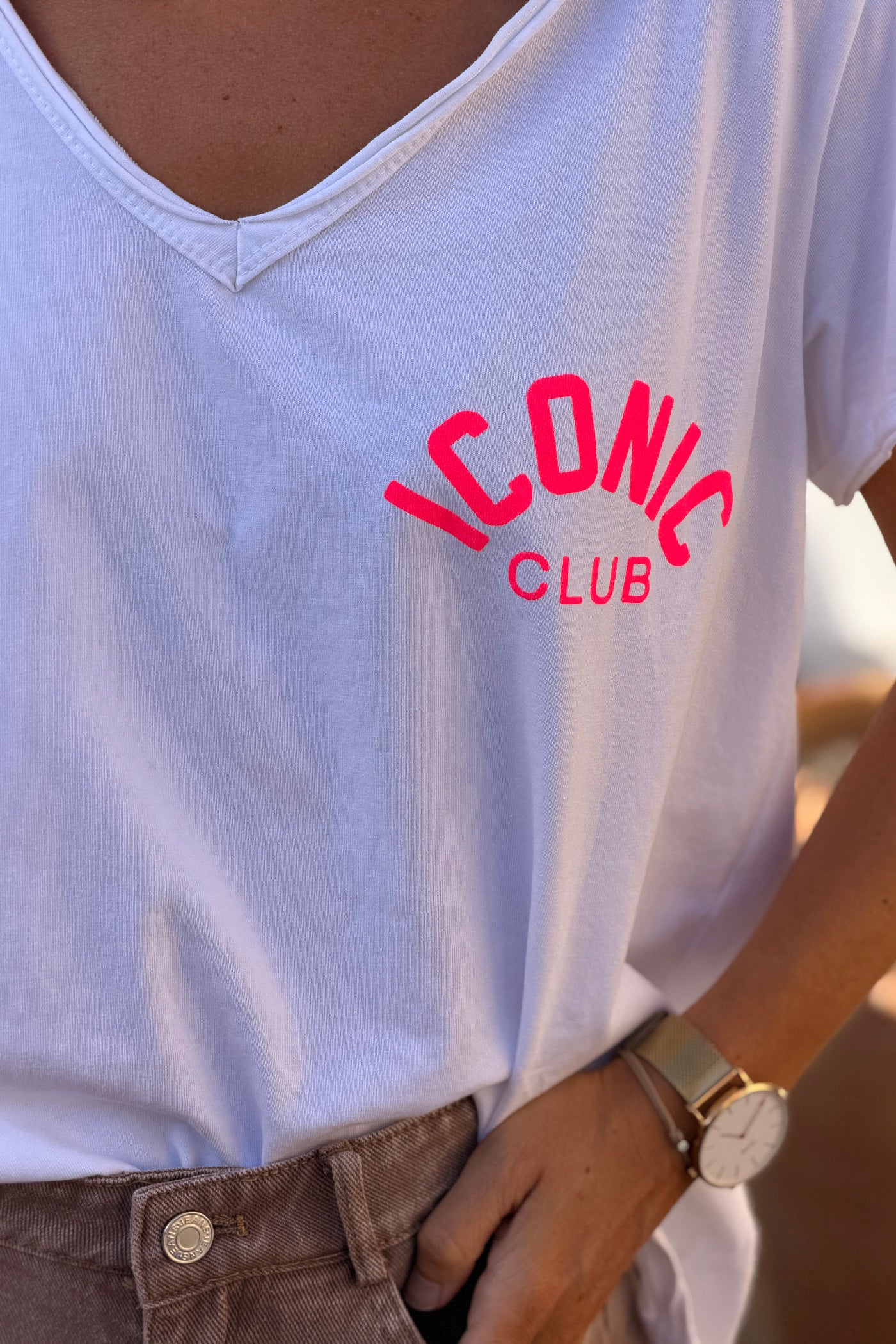 White “Iconic Club” V-Neck Tee