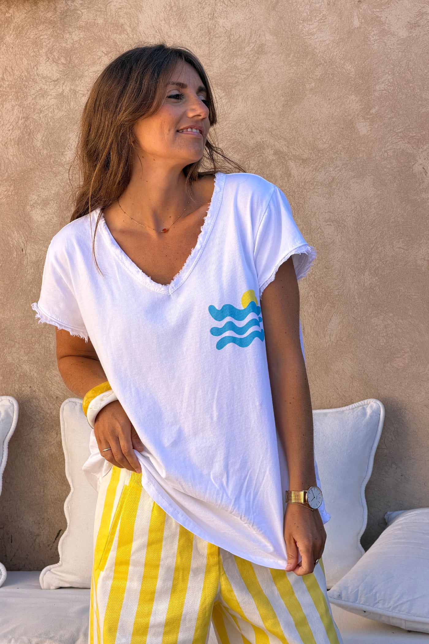 White “Cote d’Azur” Beachy Tee