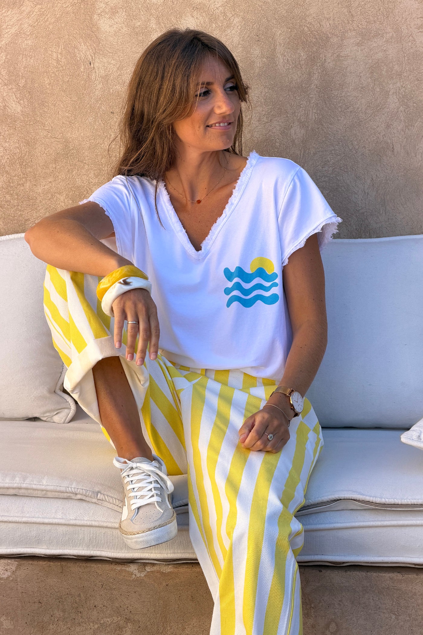 White “Cote d’Azur” Beachy Tshirt