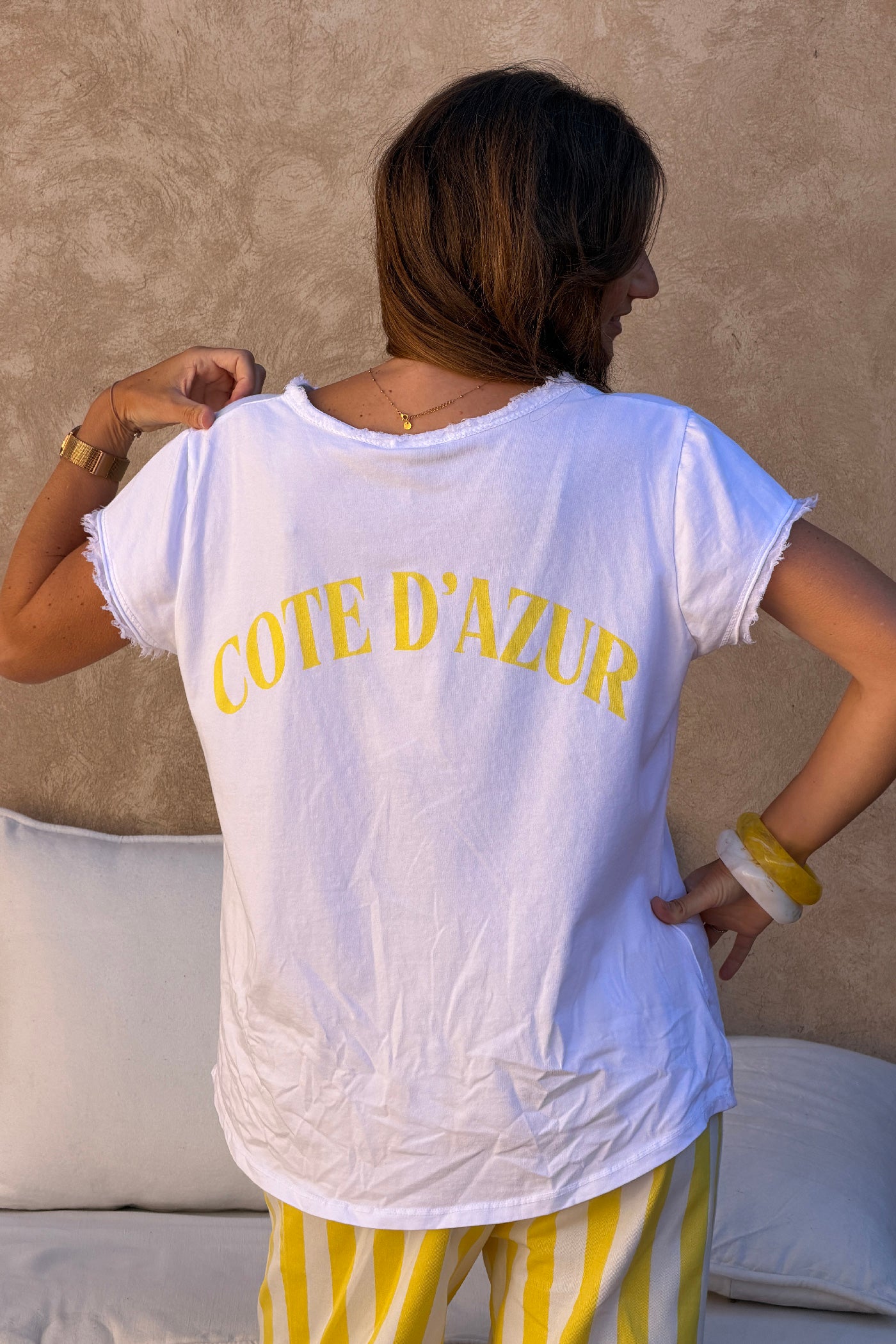 White “Cote d’Azur” Beachy Tee